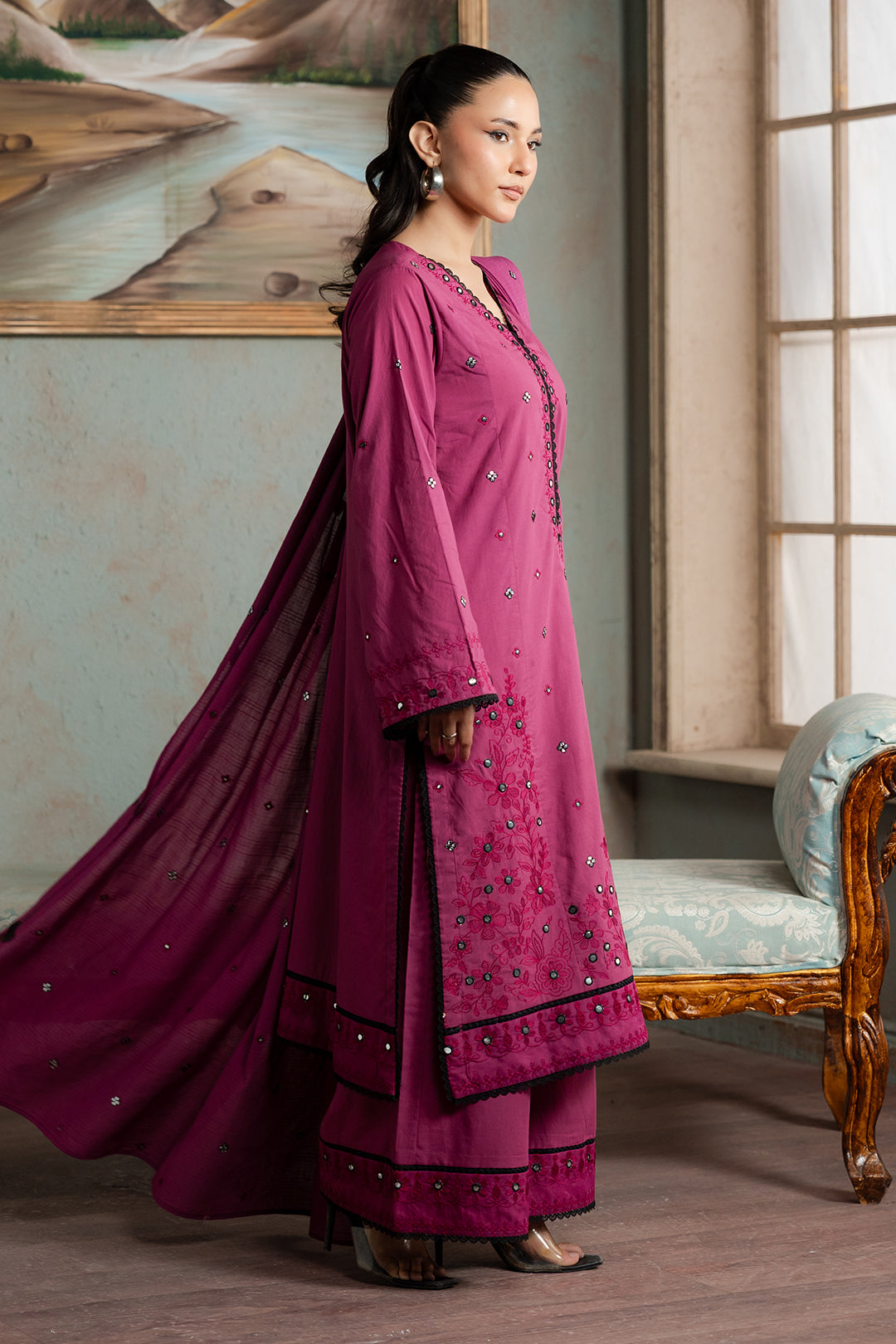 Embroidered Shirt Shalwar Dupatta - 0584