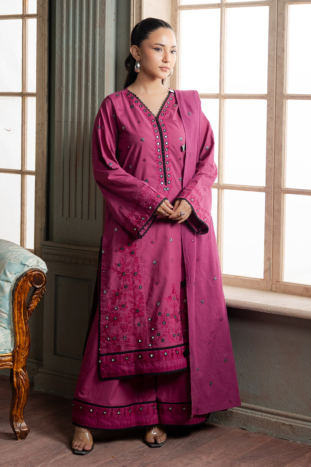 Embroidered Shirt Shalwar Dupatta - 0584