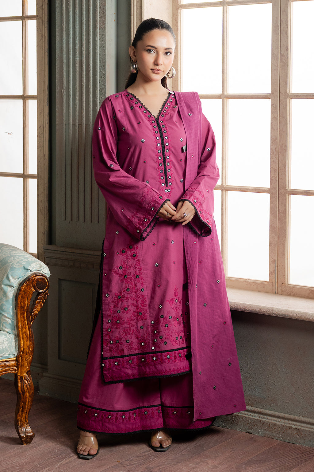 Embroidered Shirt Shalwar Dupatta - 0584