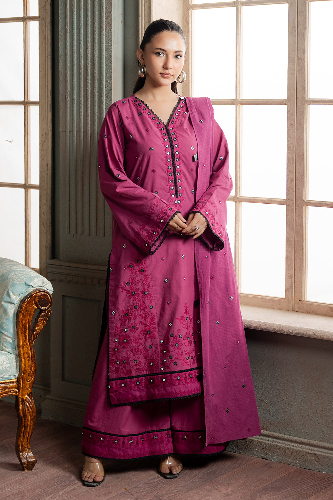 Embroidered Shirt Shalwar Dupatta - 0584