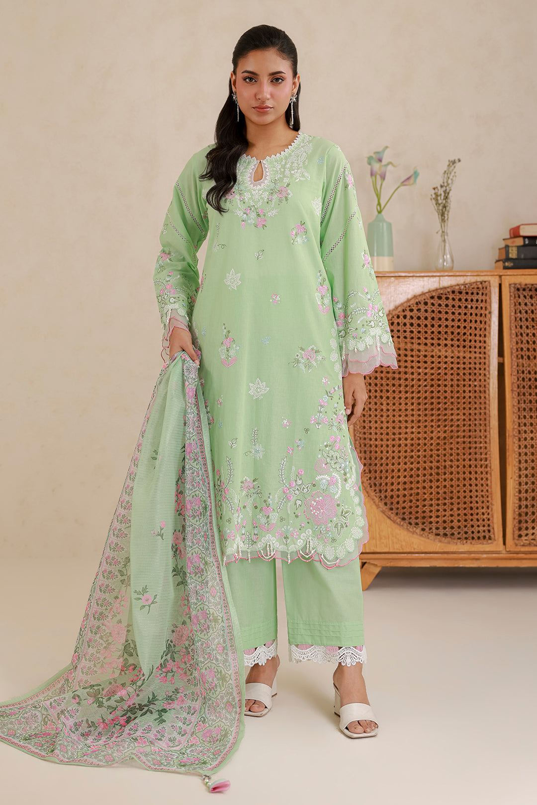 Embroidered Shirt Shalwar Dupatta - 0585
