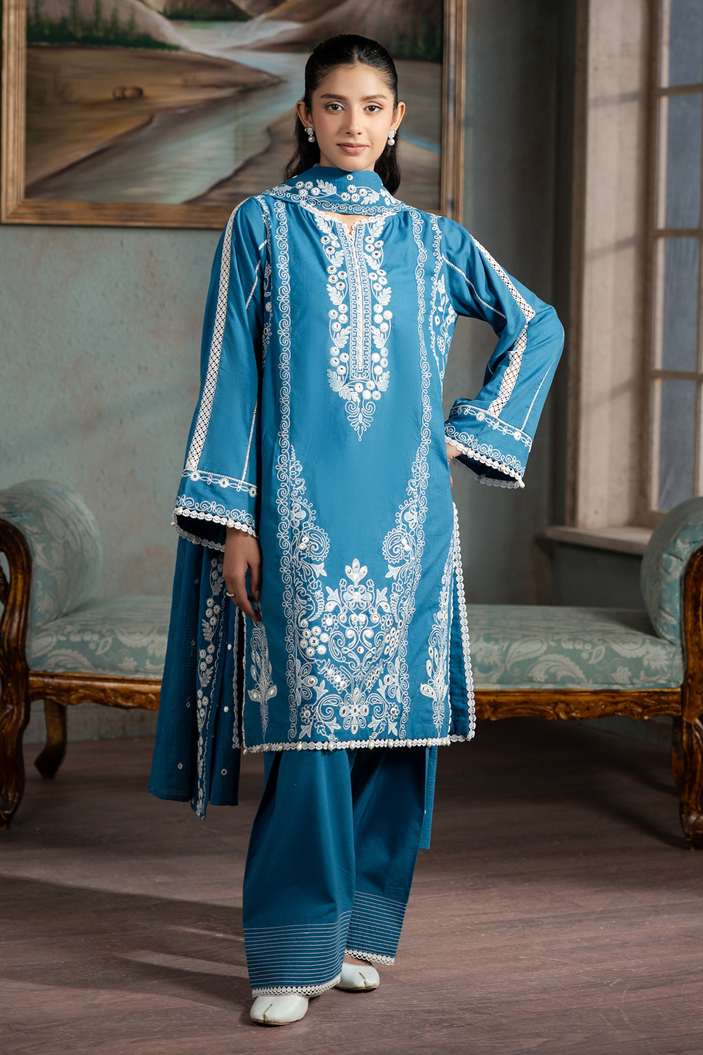 Embroidered Shirt Shalwar Dupatta - 0586