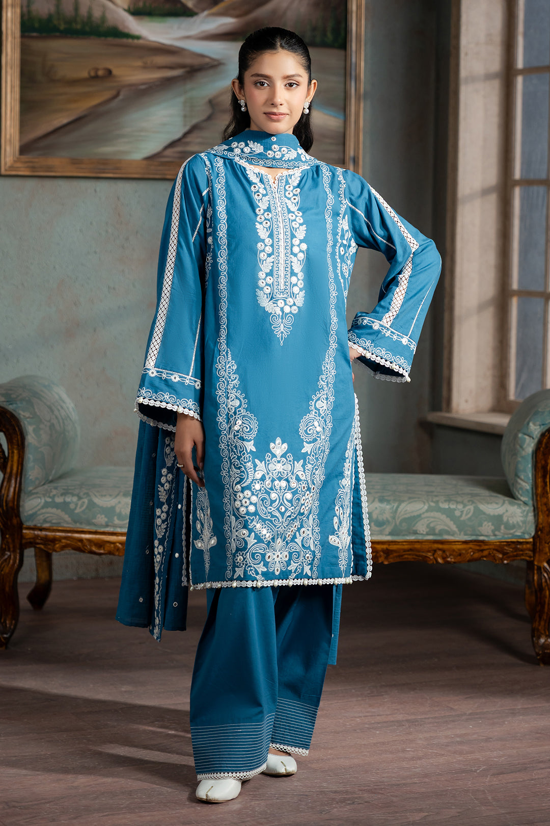 Embroidered Shirt Shalwar Dupatta - 0586