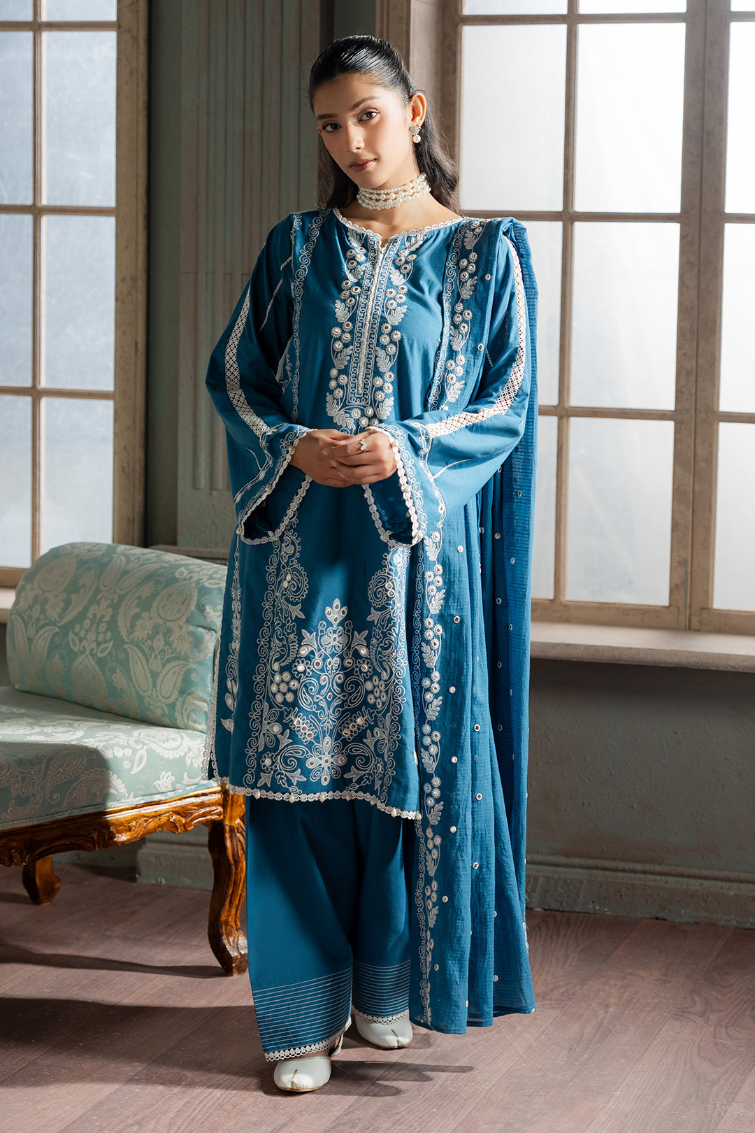 Embroidered Shirt Shalwar Dupatta - 0586