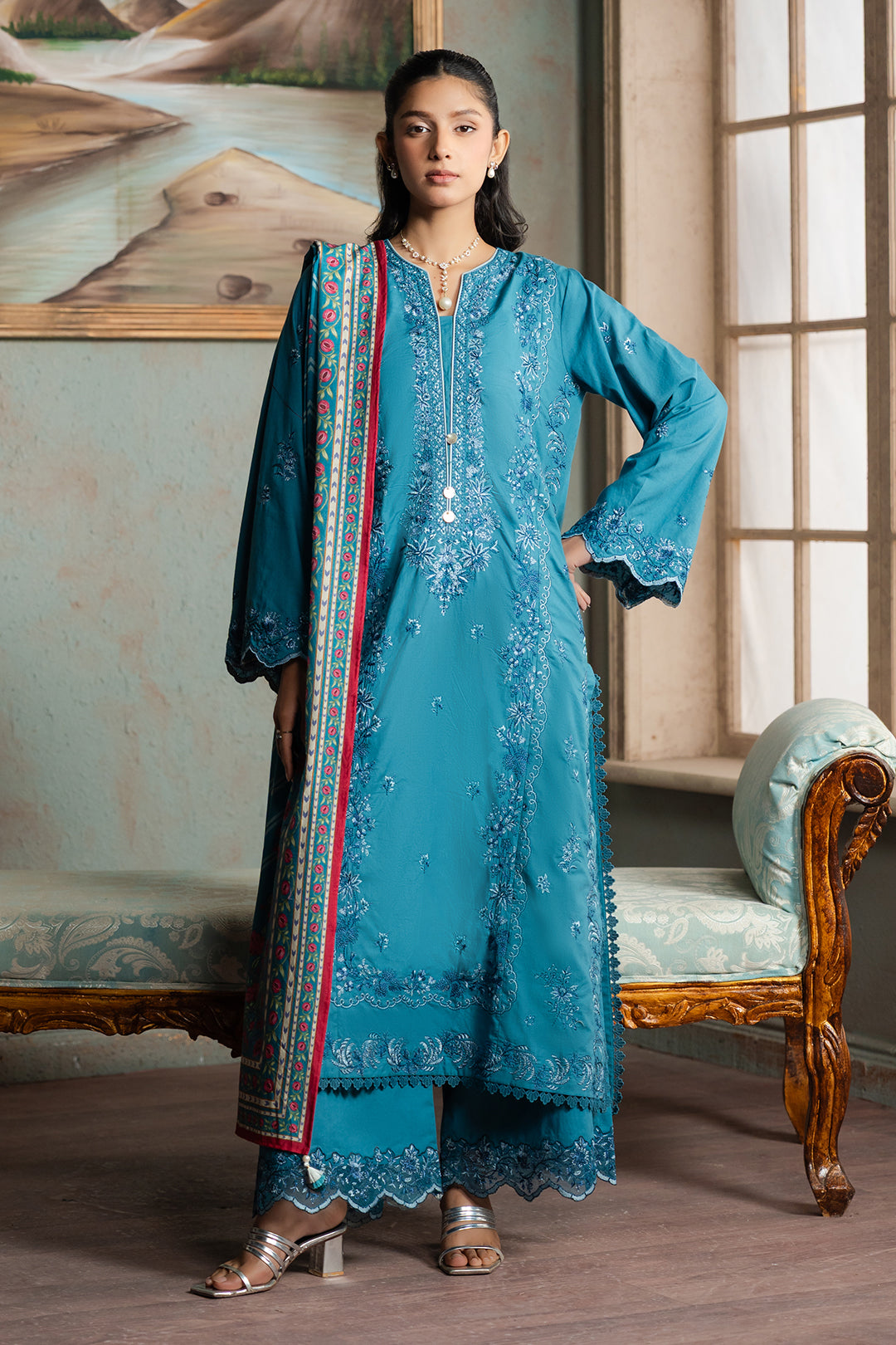 Embroidered Shirt Shalwar Dupatta - 0588