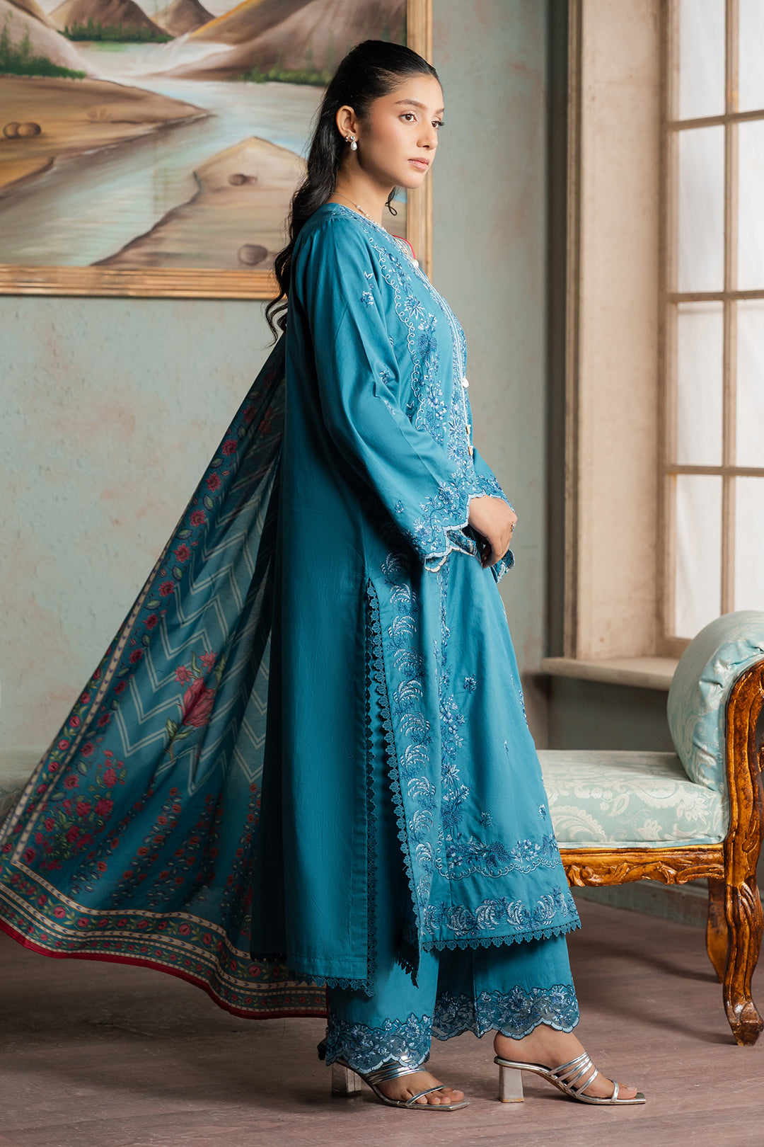 Embroidered Shirt Shalwar Dupatta - 0588