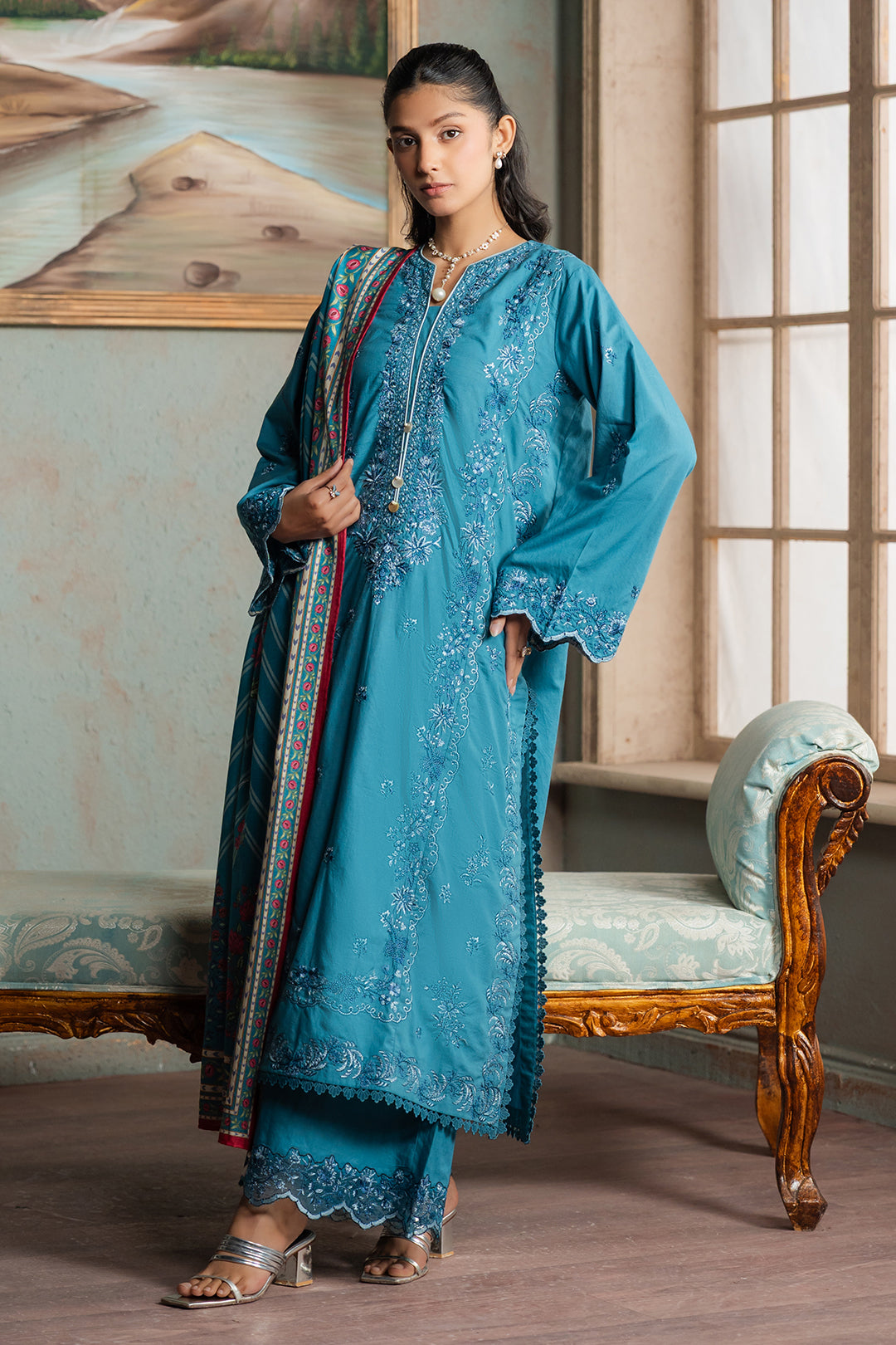 Embroidered Shirt Shalwar Dupatta - 0588