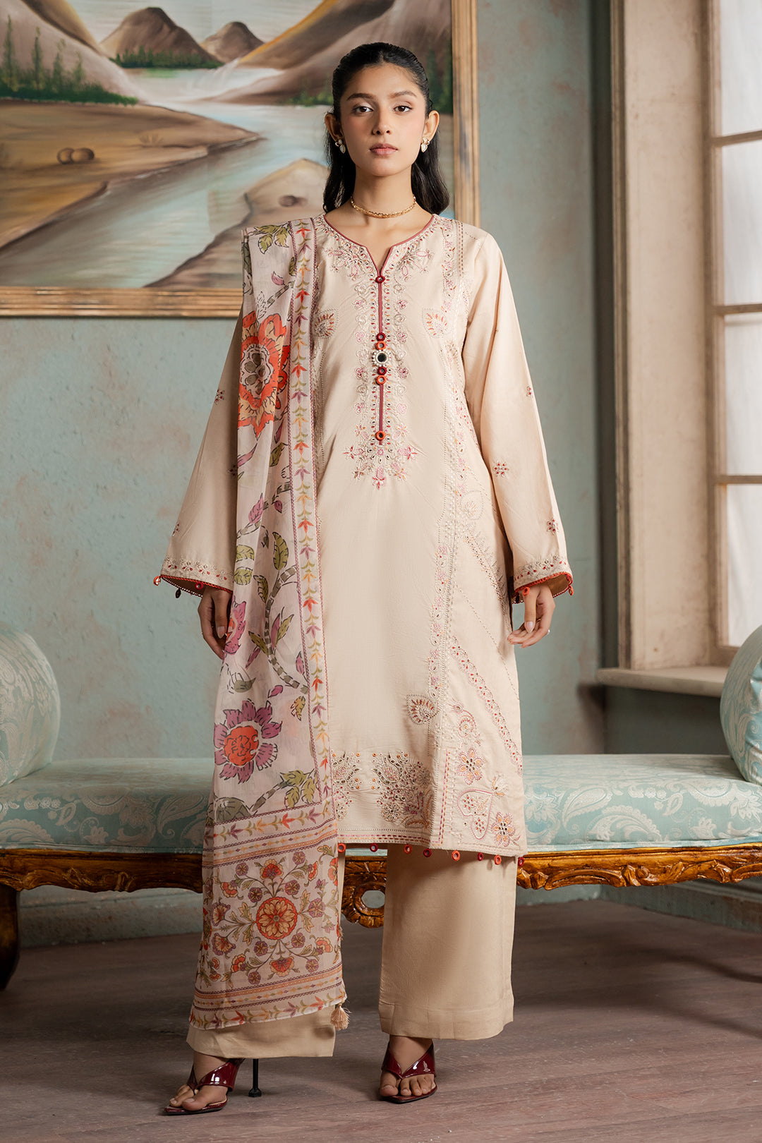 Embroidered Shirt Shalwar Dupatta - 0590