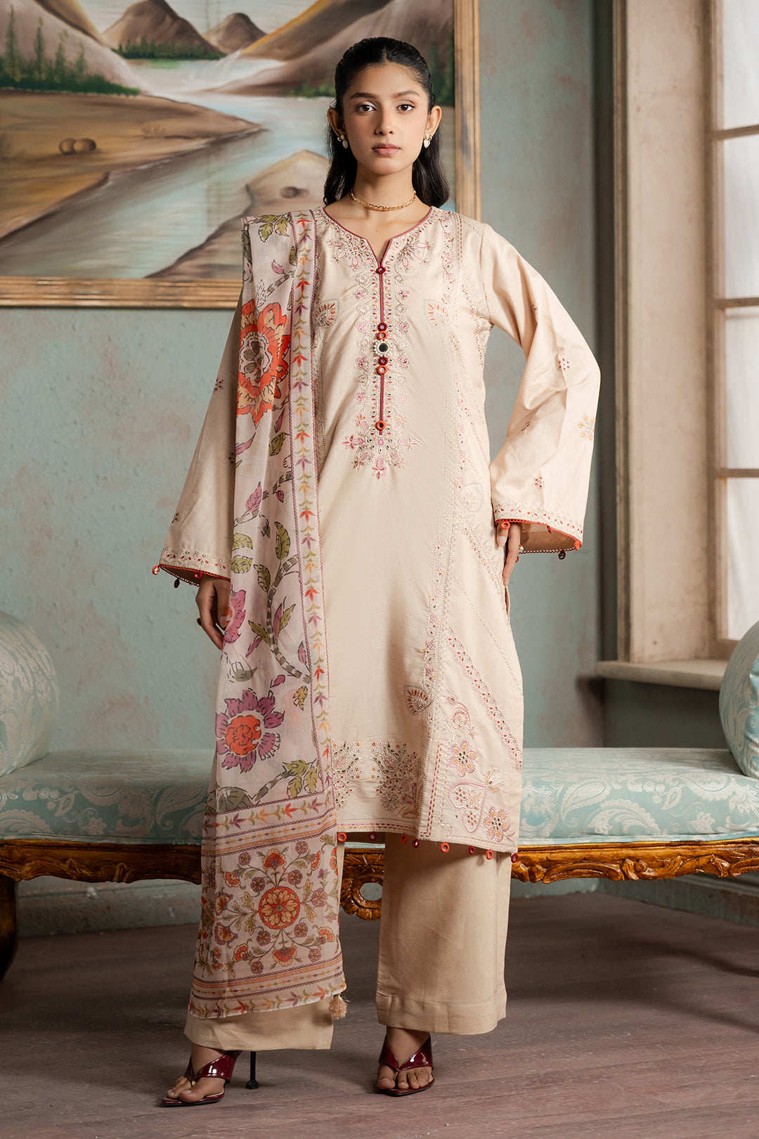 Embroidered Shirt Shalwar Dupatta - 0590