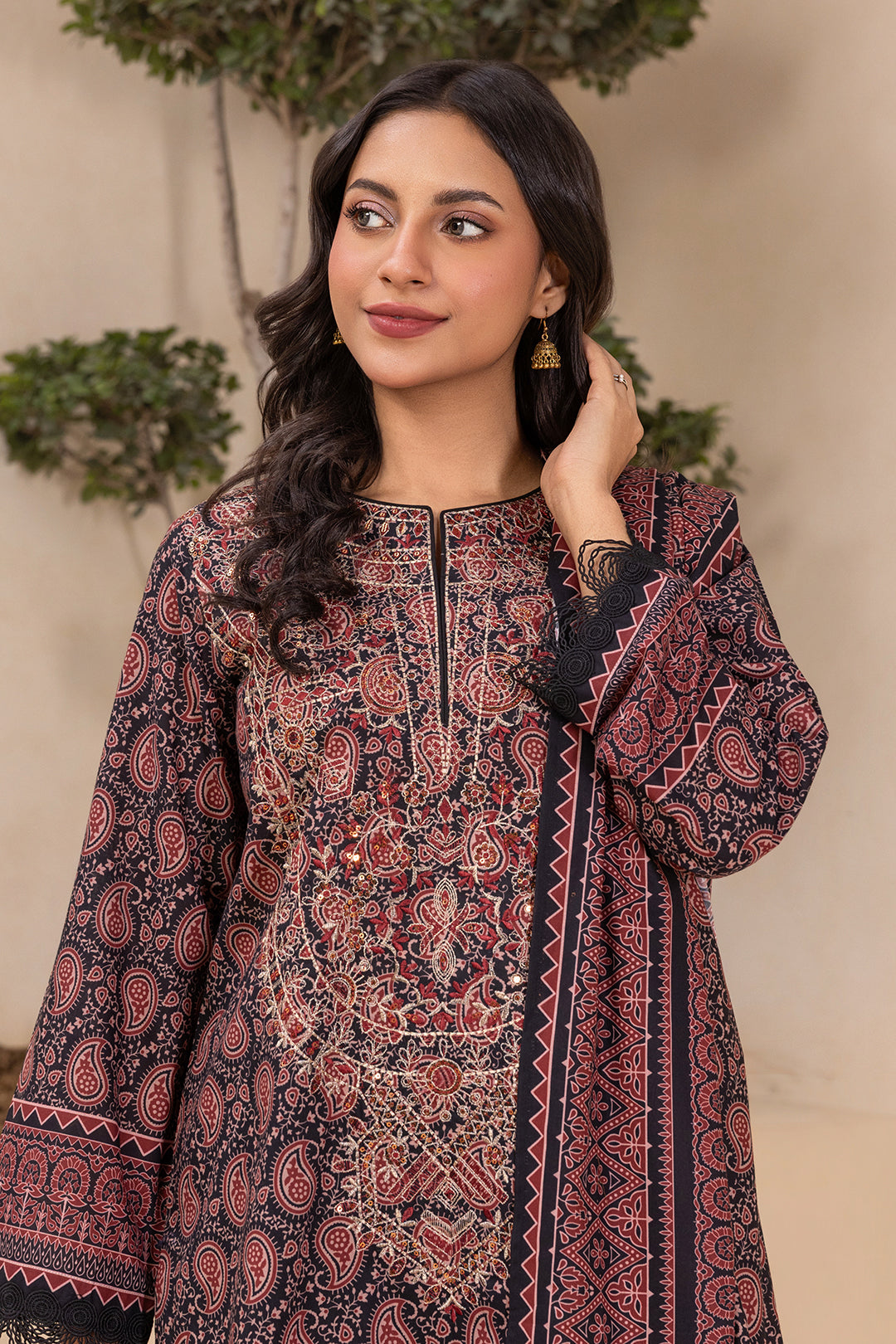 Embroidered Shirt Shalwar Dupatta - 0639