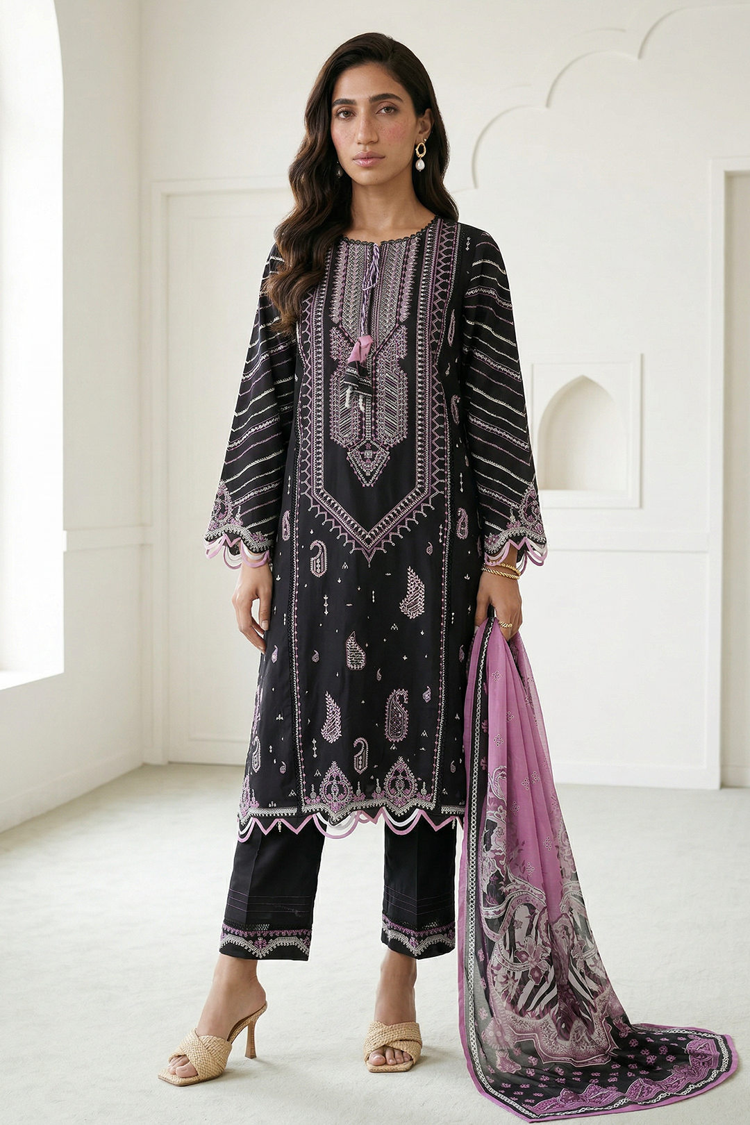 Embroidered Shirt Shalwar Dupatta - 0649