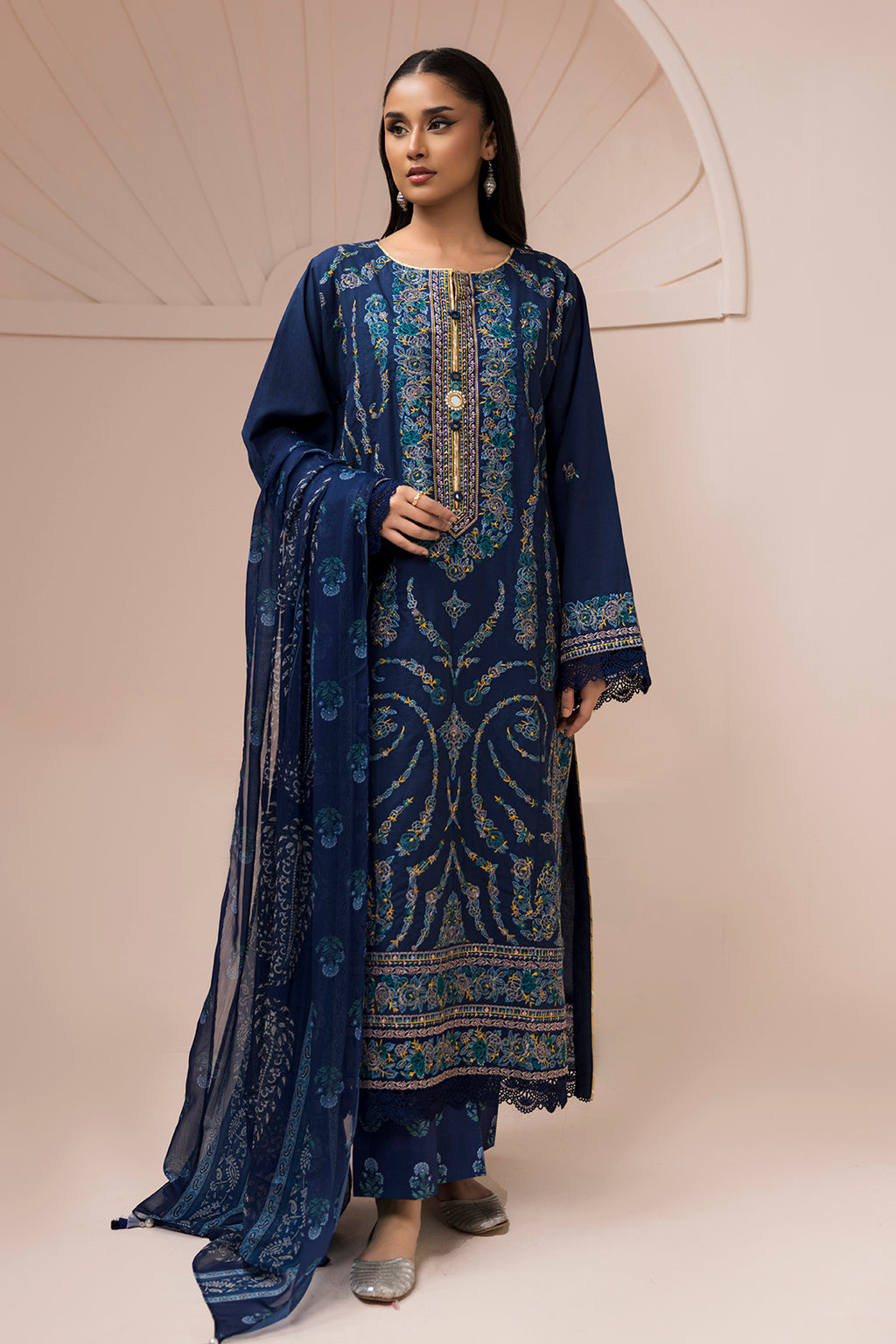 Embroidered Shirt Shalwar Dupatta - 0650