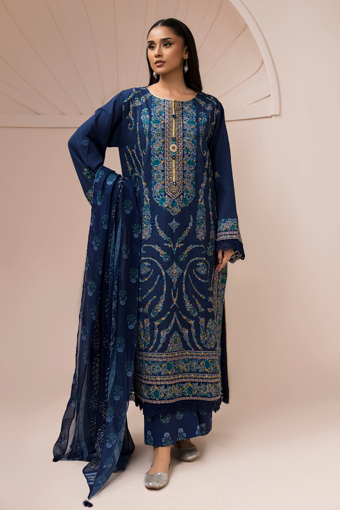 Embroidered Shirt Shalwar Dupatta - 0650