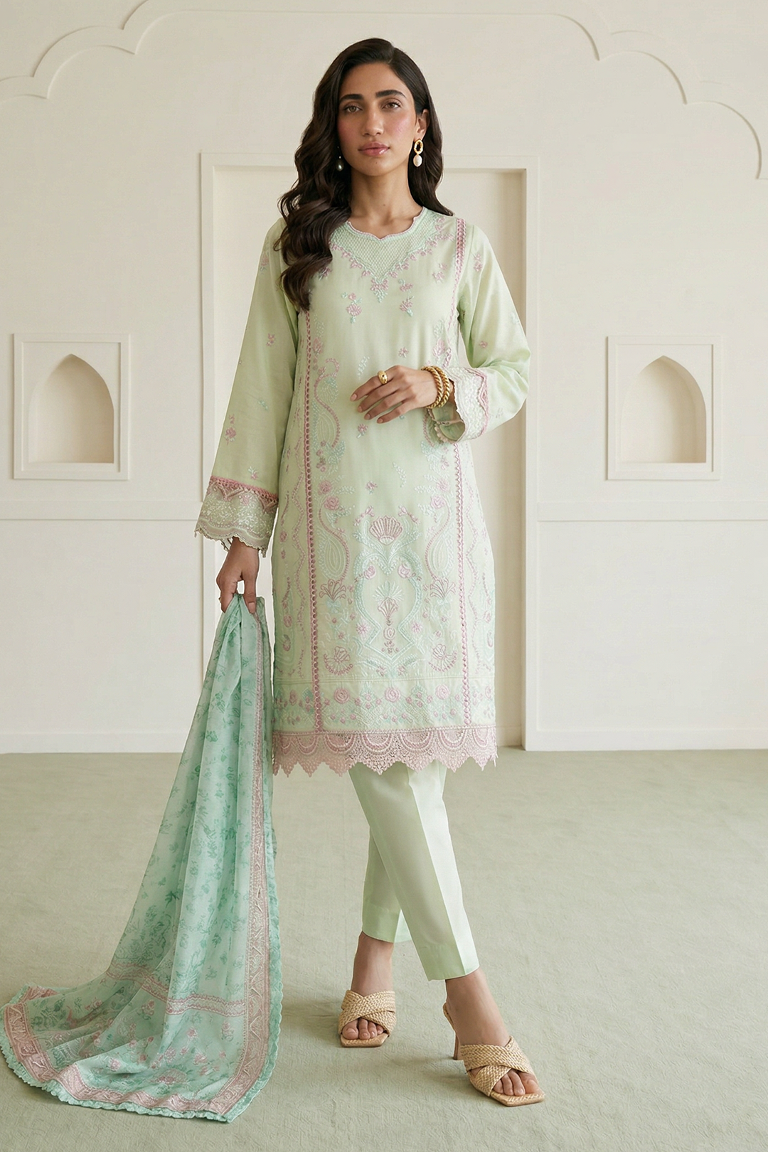 Embroidered Shirt Shalwar Dupatta - 0653