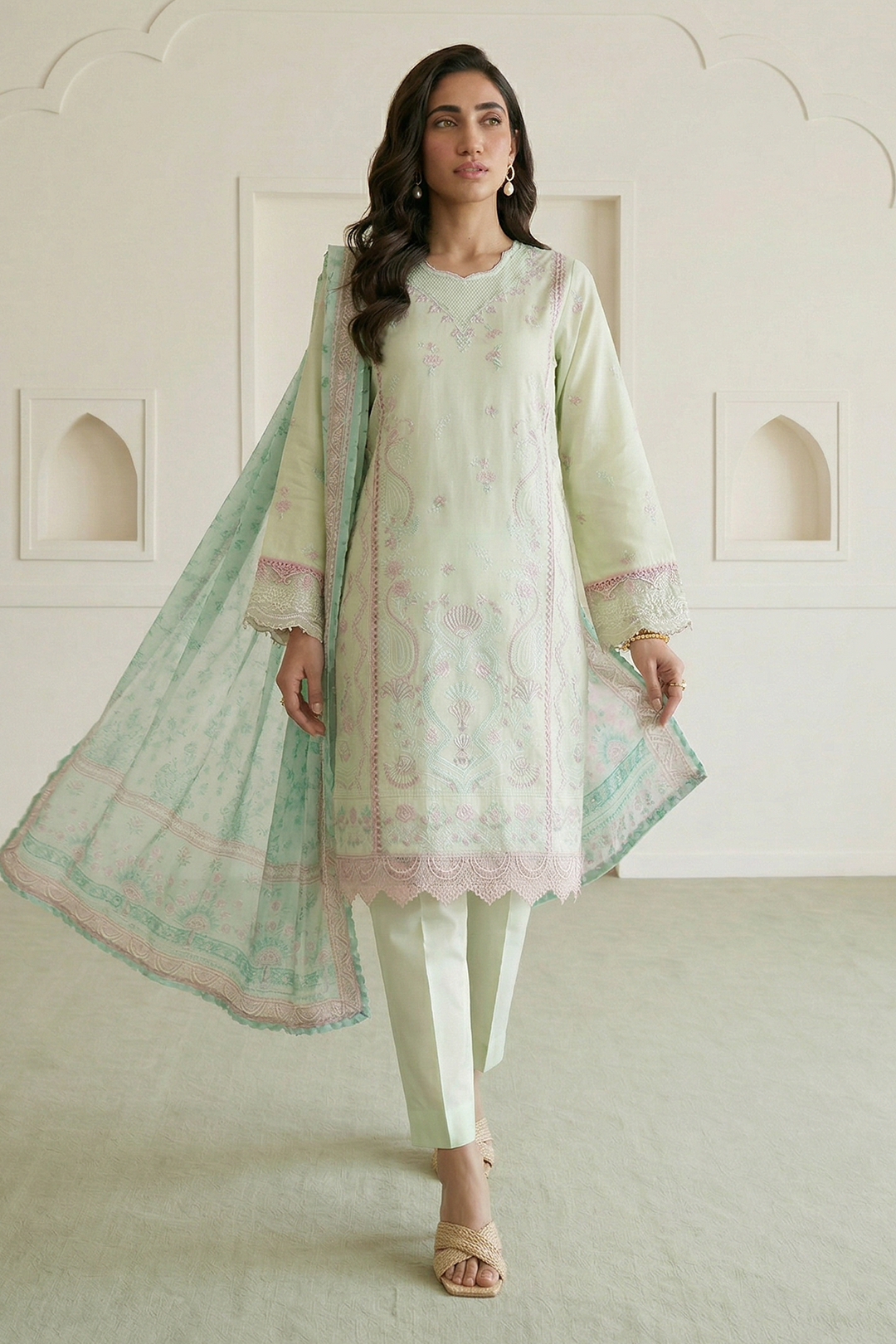 Embroidered Shirt Shalwar Dupatta - 0653