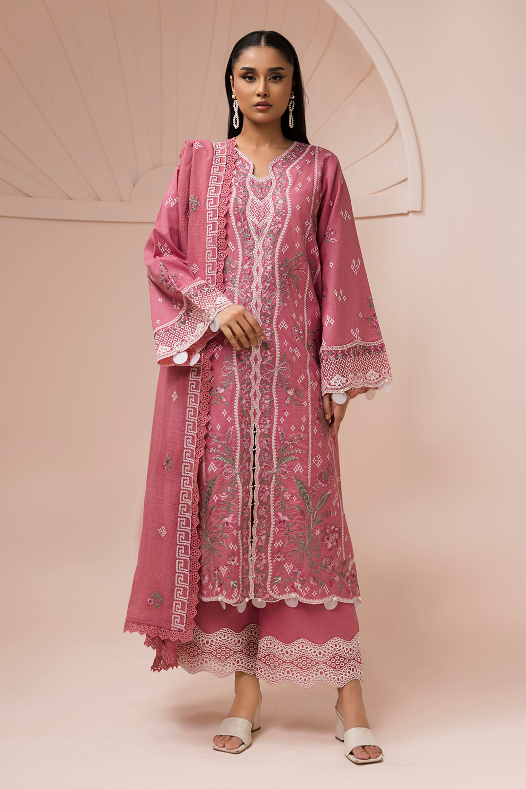 Embroidered Shirt Shalwar Dupatta - 0654