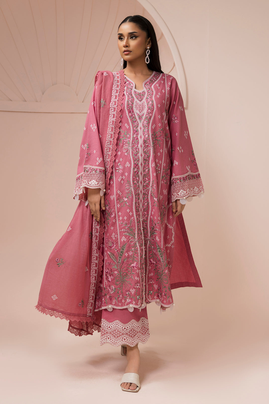 Embroidered Shirt Shalwar Dupatta - 0654