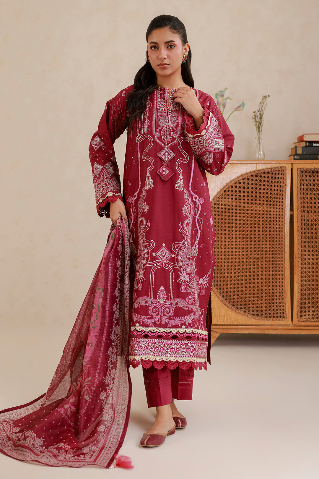 Embroidered Shirt Shalwar Dupatta - 0655