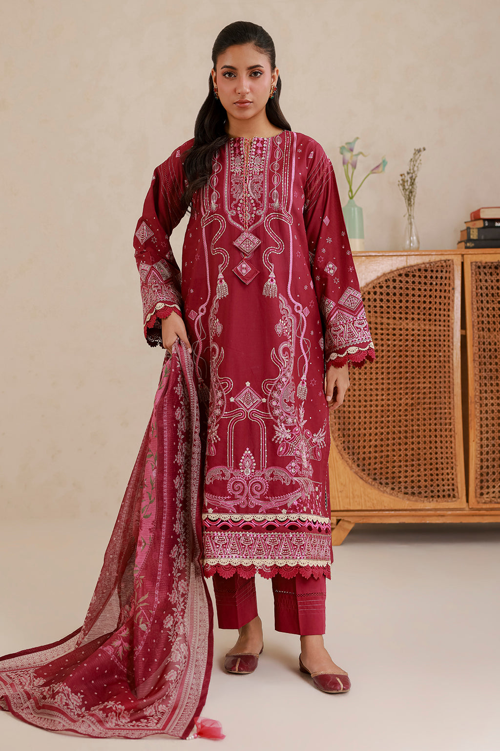 Embroidered Shirt Shalwar Dupatta - 0655