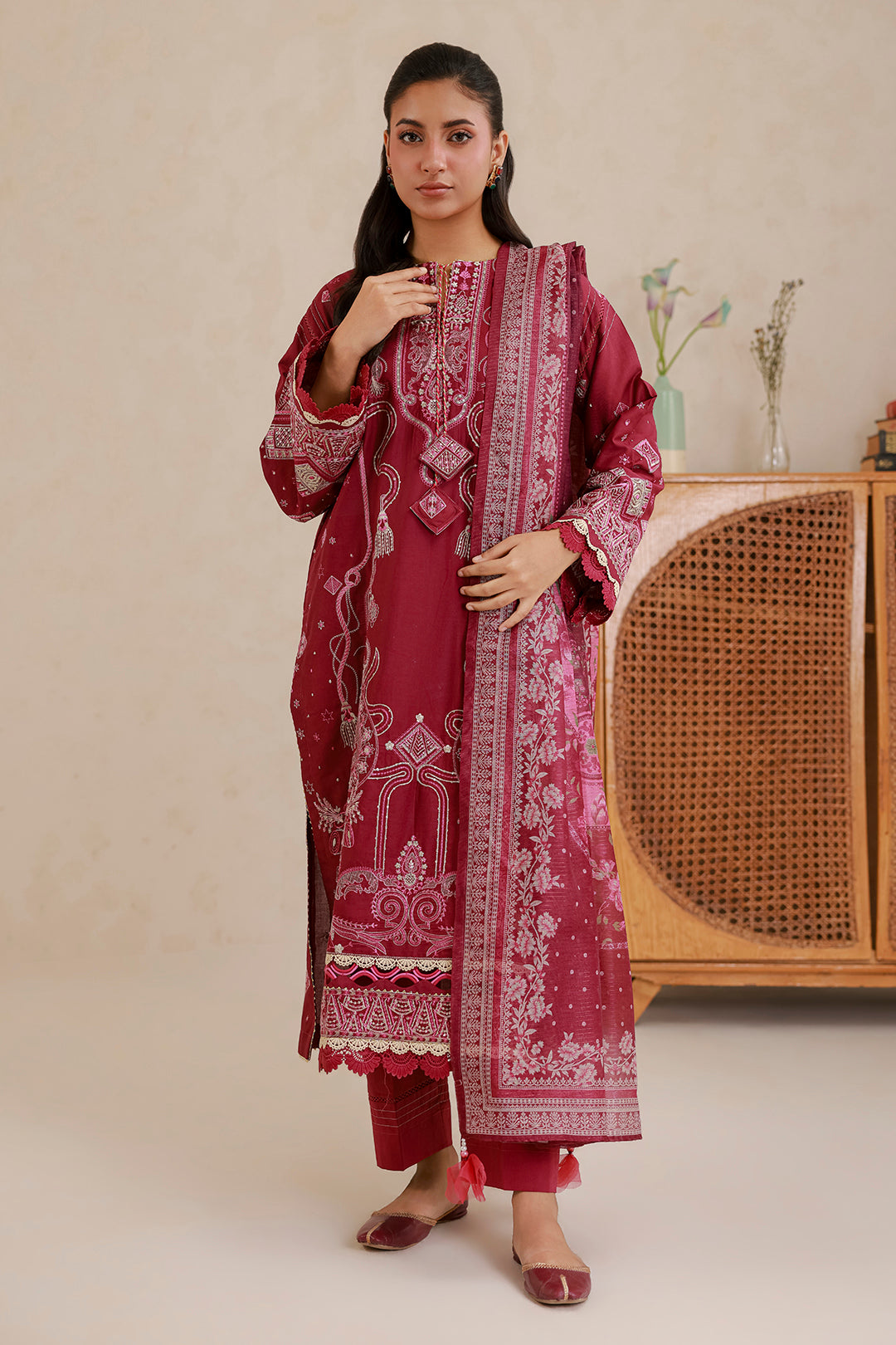 Embroidered Shirt Shalwar Dupatta - 0655