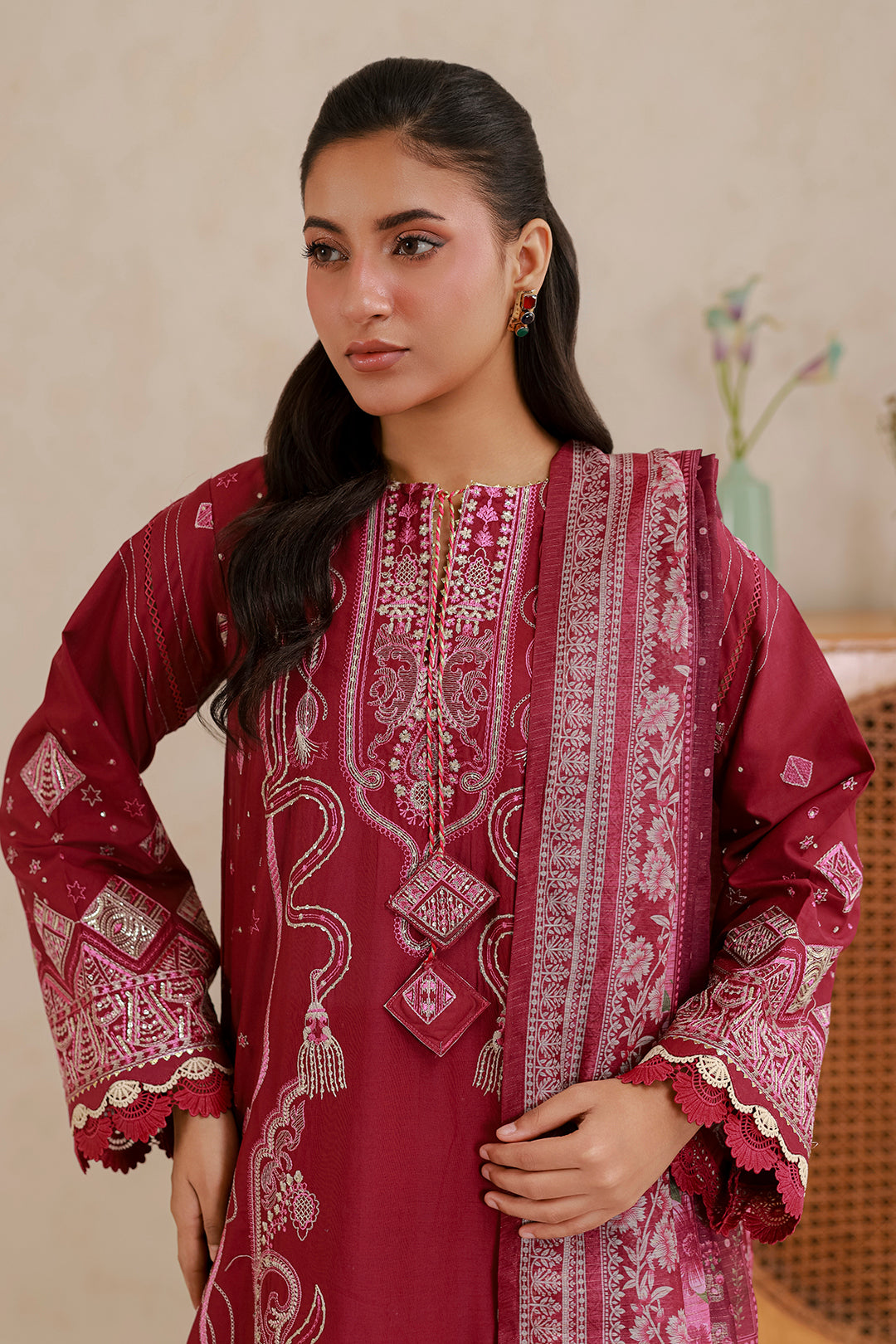 Embroidered Shirt Shalwar Dupatta - 0655
