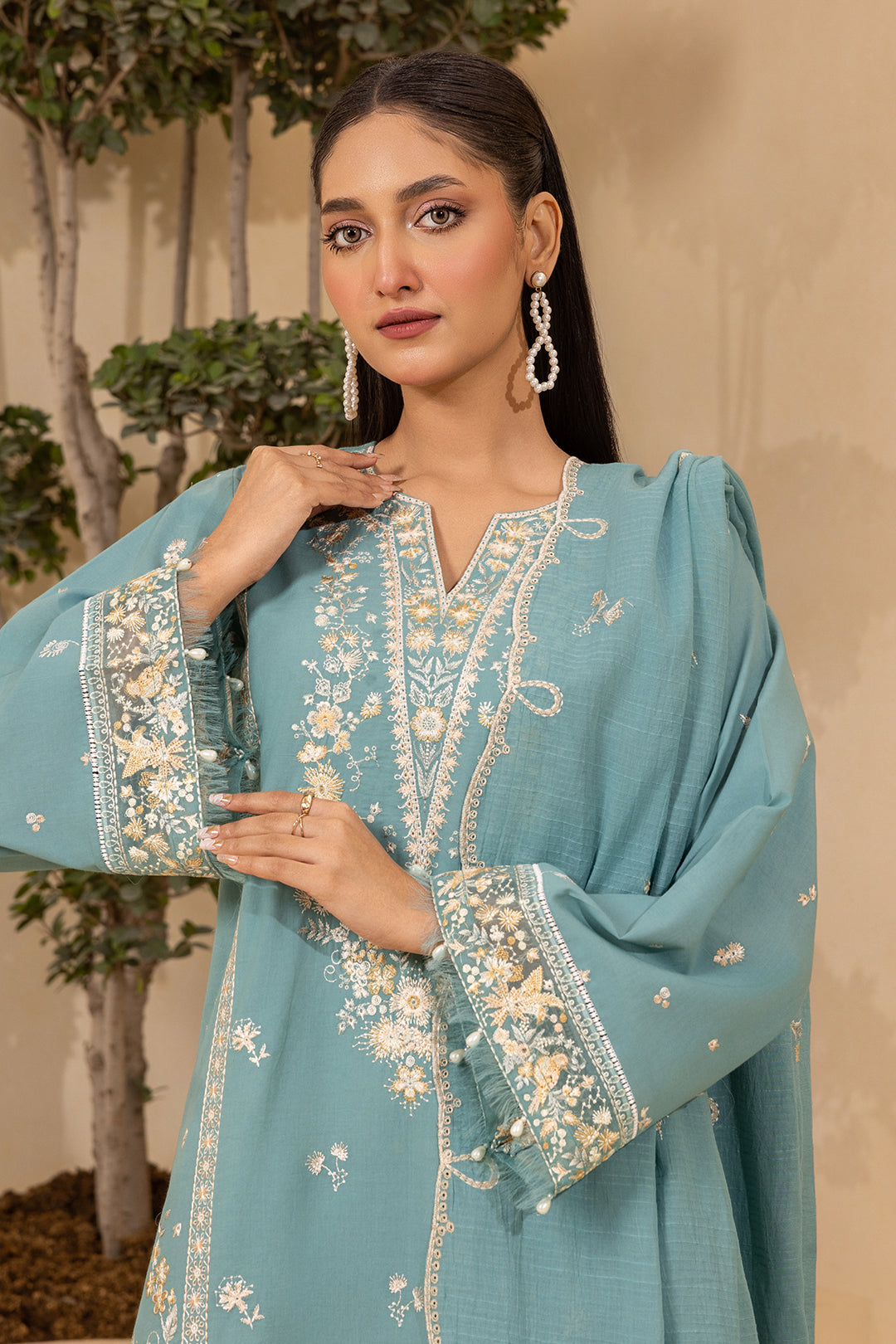 Embroidered Shirt Shalwar Dupatta - 0656