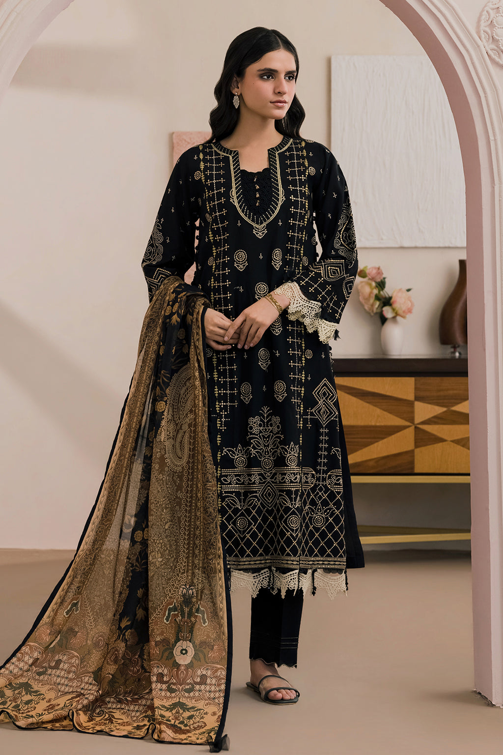 Embroidered Shirt Shalwar Dupatta - 0657
