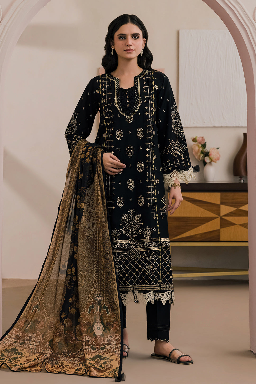 Embroidered Shirt Shalwar Dupatta - 0657