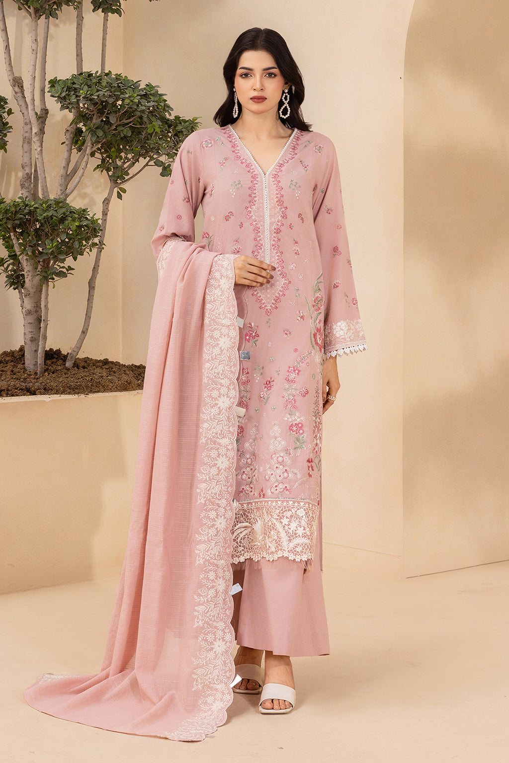 Embroidered Shirt Shalwar Dupatta - 0658