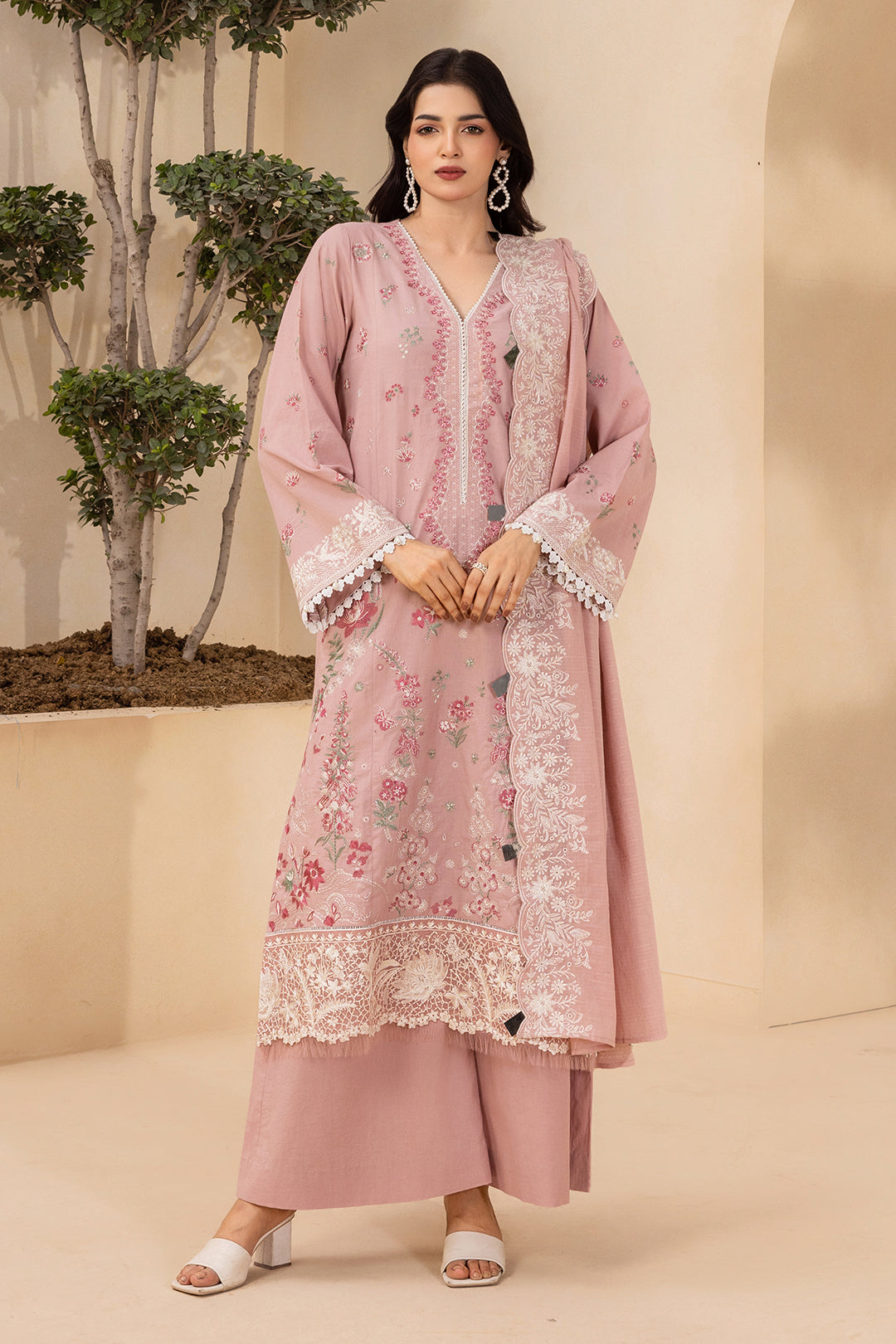 Embroidered Shirt Shalwar Dupatta - 0658