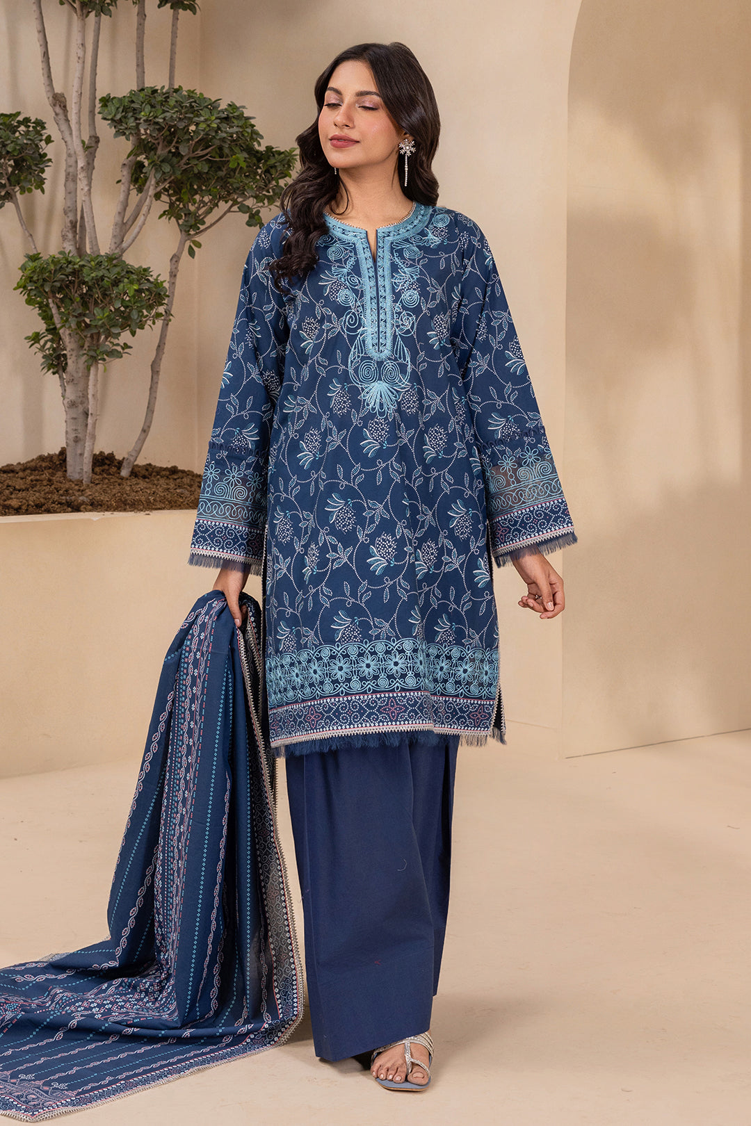 Embroidered Shirt Shalwar Dupatta - 0708
