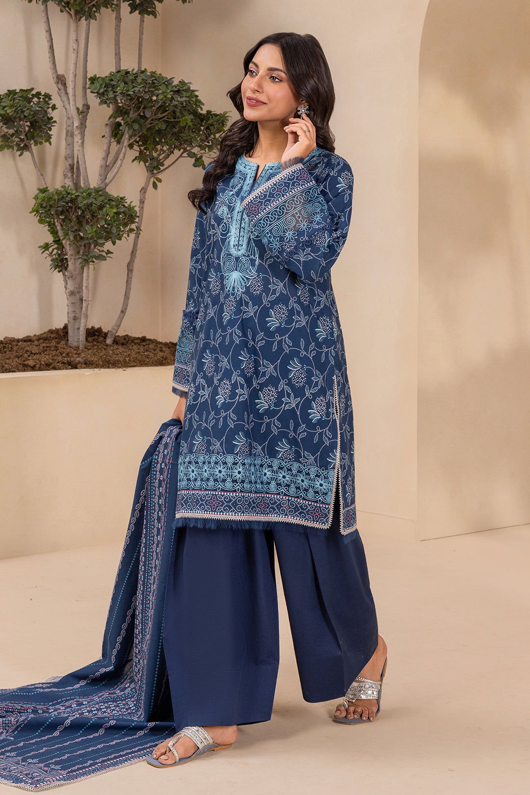Embroidered Shirt Shalwar Dupatta - 0708