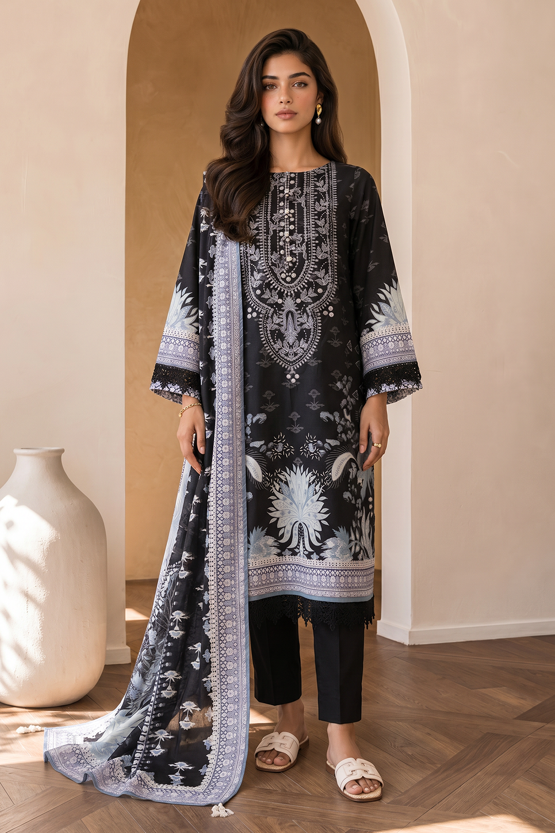 Embroidered Shirt Shalwar Dupatta - 0711