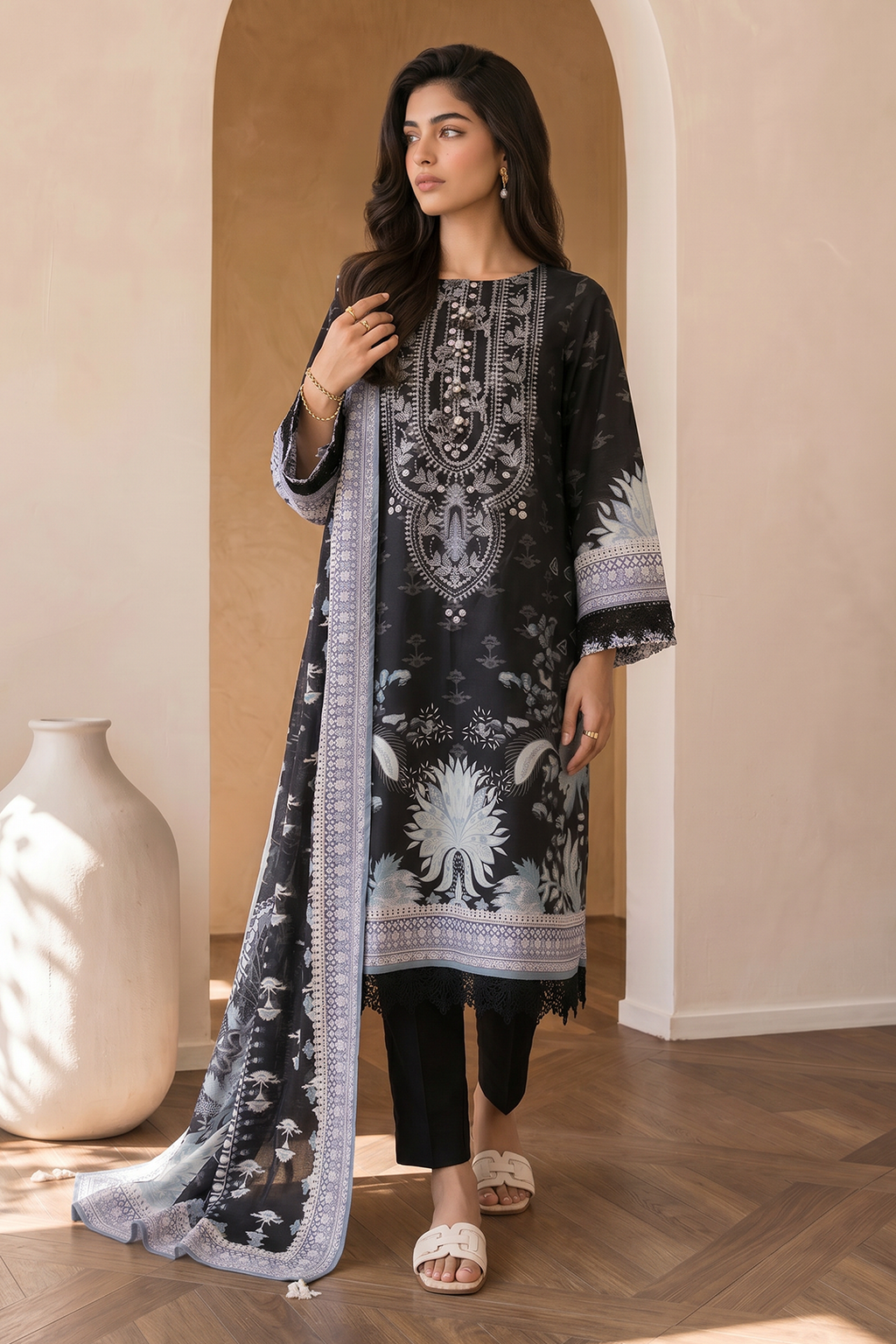 Embroidered Shirt Shalwar Dupatta - 0711
