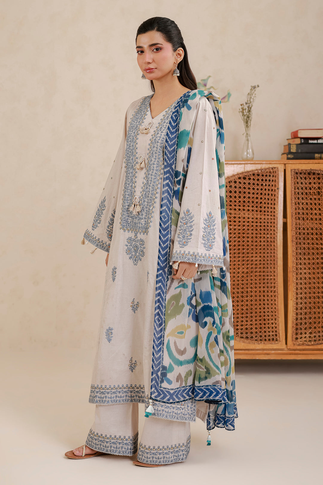 Embroidered Shirt Shalwar Dupatta - 0718