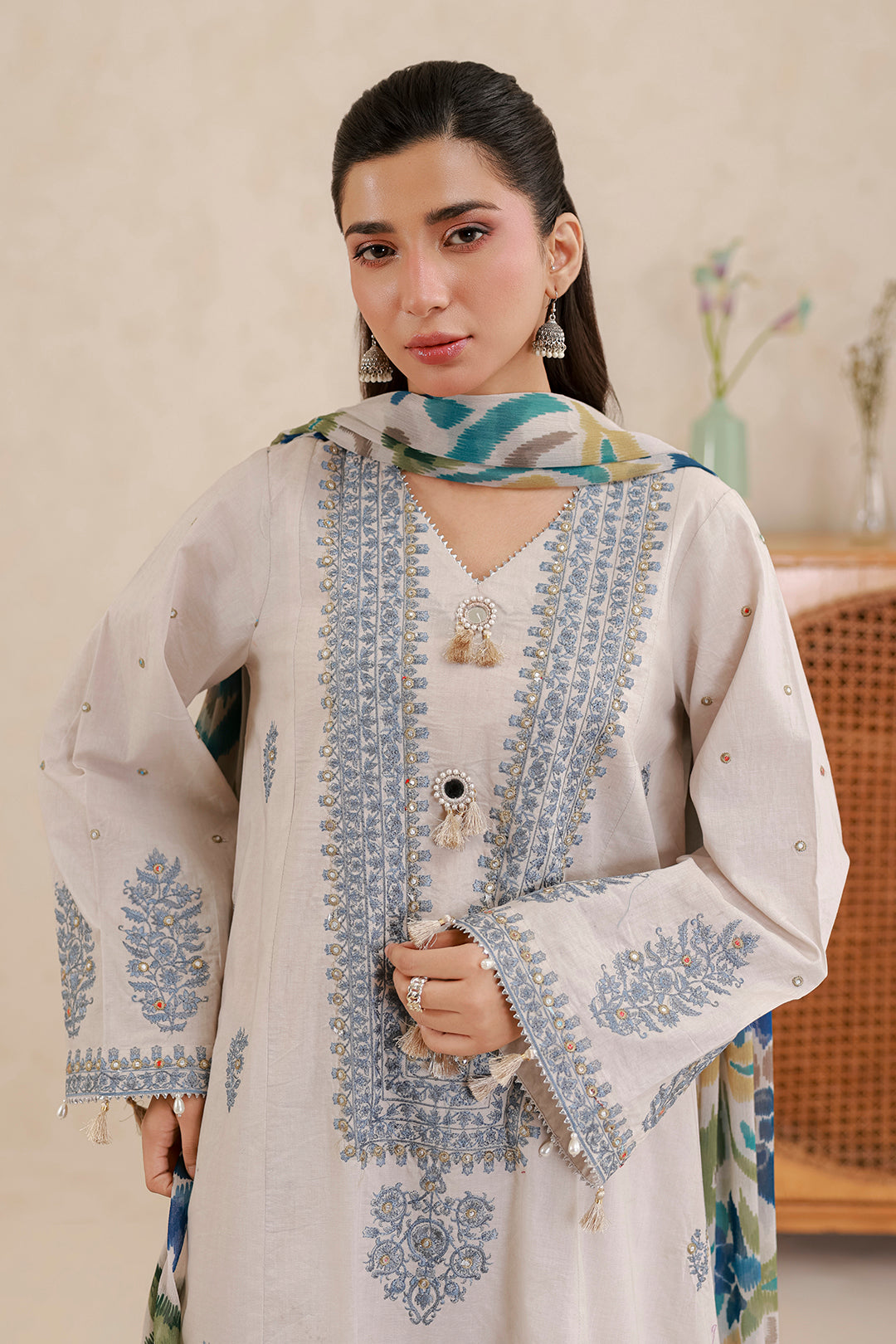 Embroidered Shirt Shalwar Dupatta - 0718