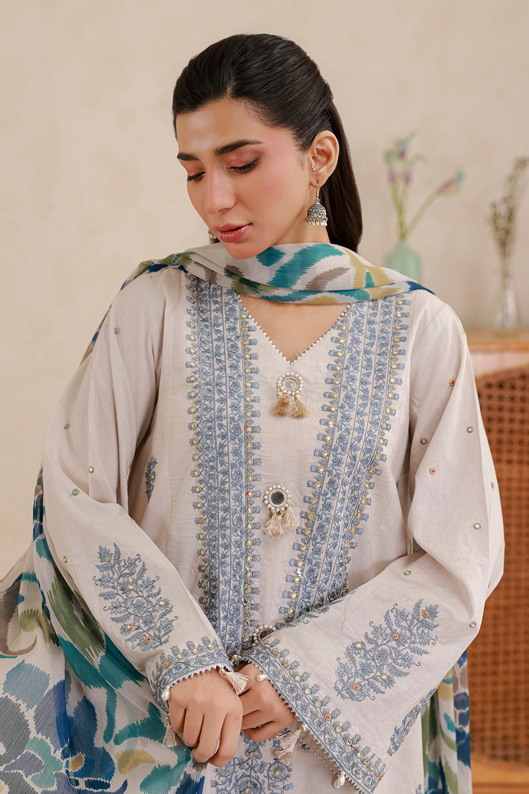 Embroidered Shirt Shalwar Dupatta - 0718