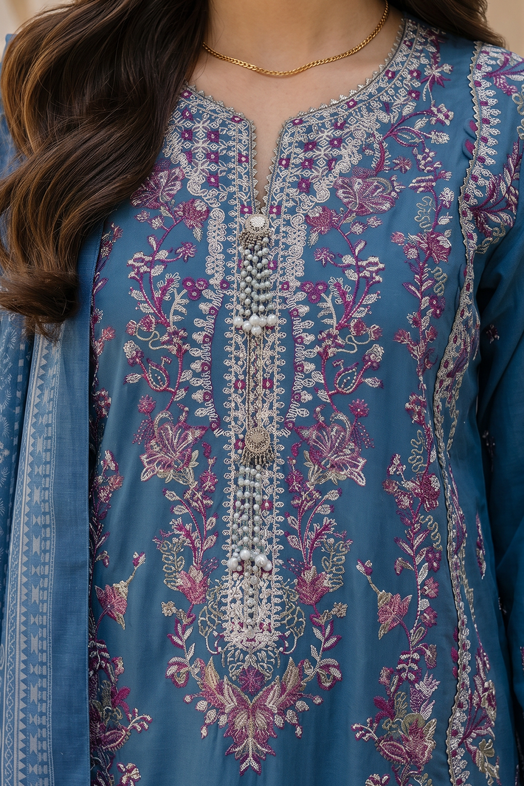 Embroidered Shirt Shalwar Dupatta - 0719