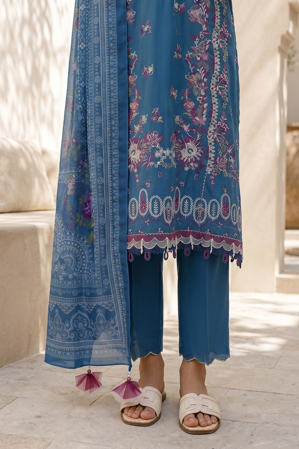 Embroidered Shirt Shalwar Dupatta - 0719