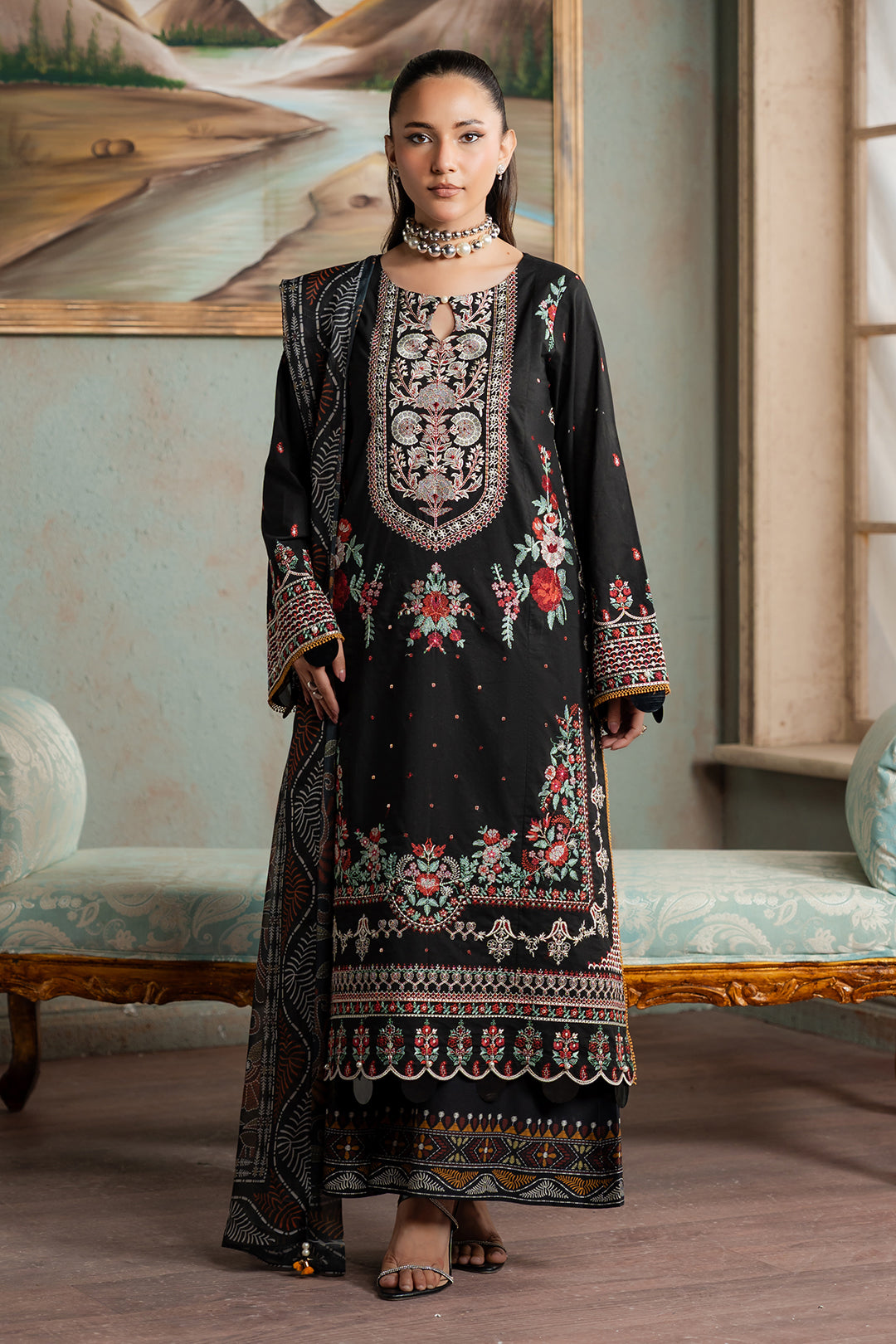 Embroidered Shirt Shalwar Dupatta - 0720