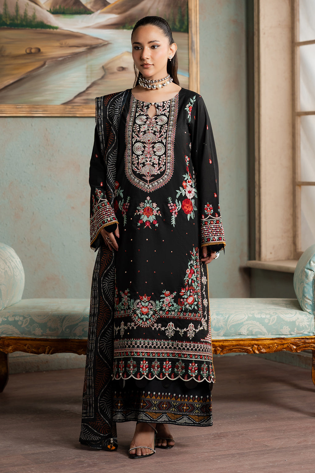 Embroidered Shirt Shalwar Dupatta - 0720