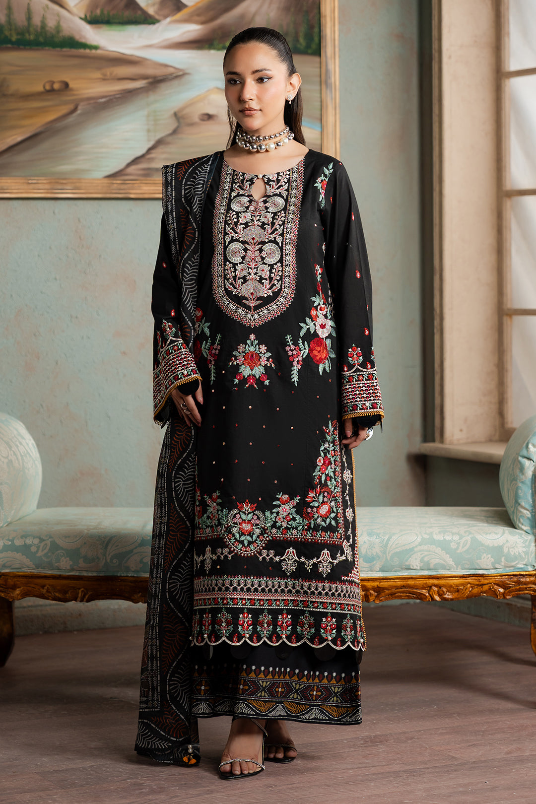 Embroidered Shirt Shalwar Dupatta - 0720