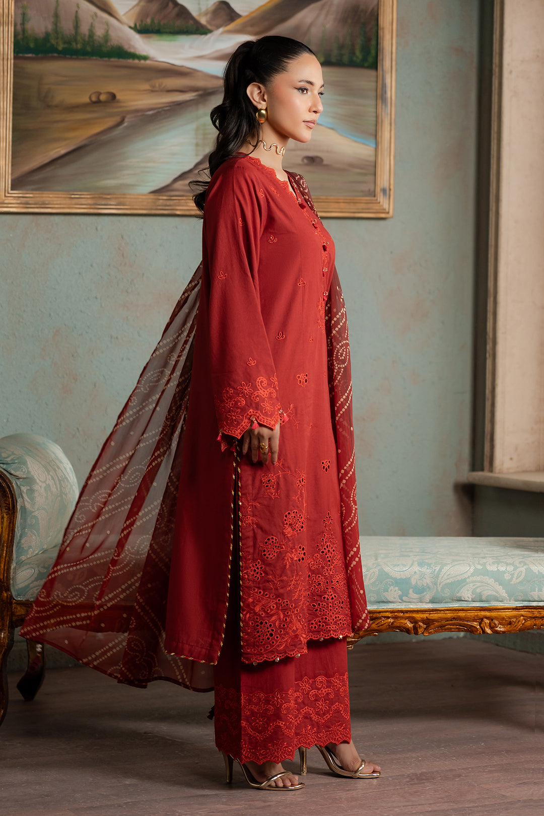 Embroidered Shirt Shalwar Dupatta - 0722