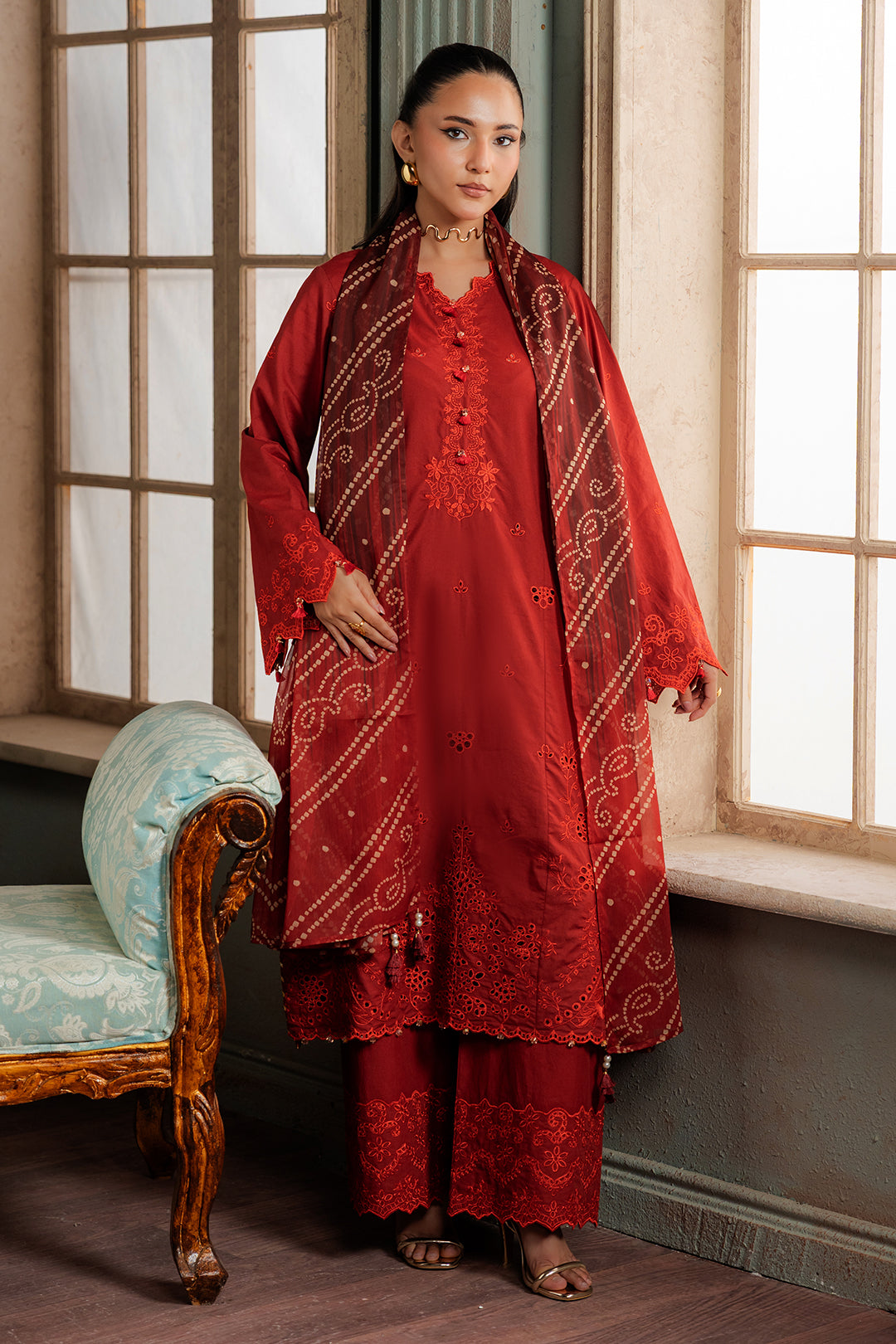 Embroidered Shirt Shalwar Dupatta - 0722