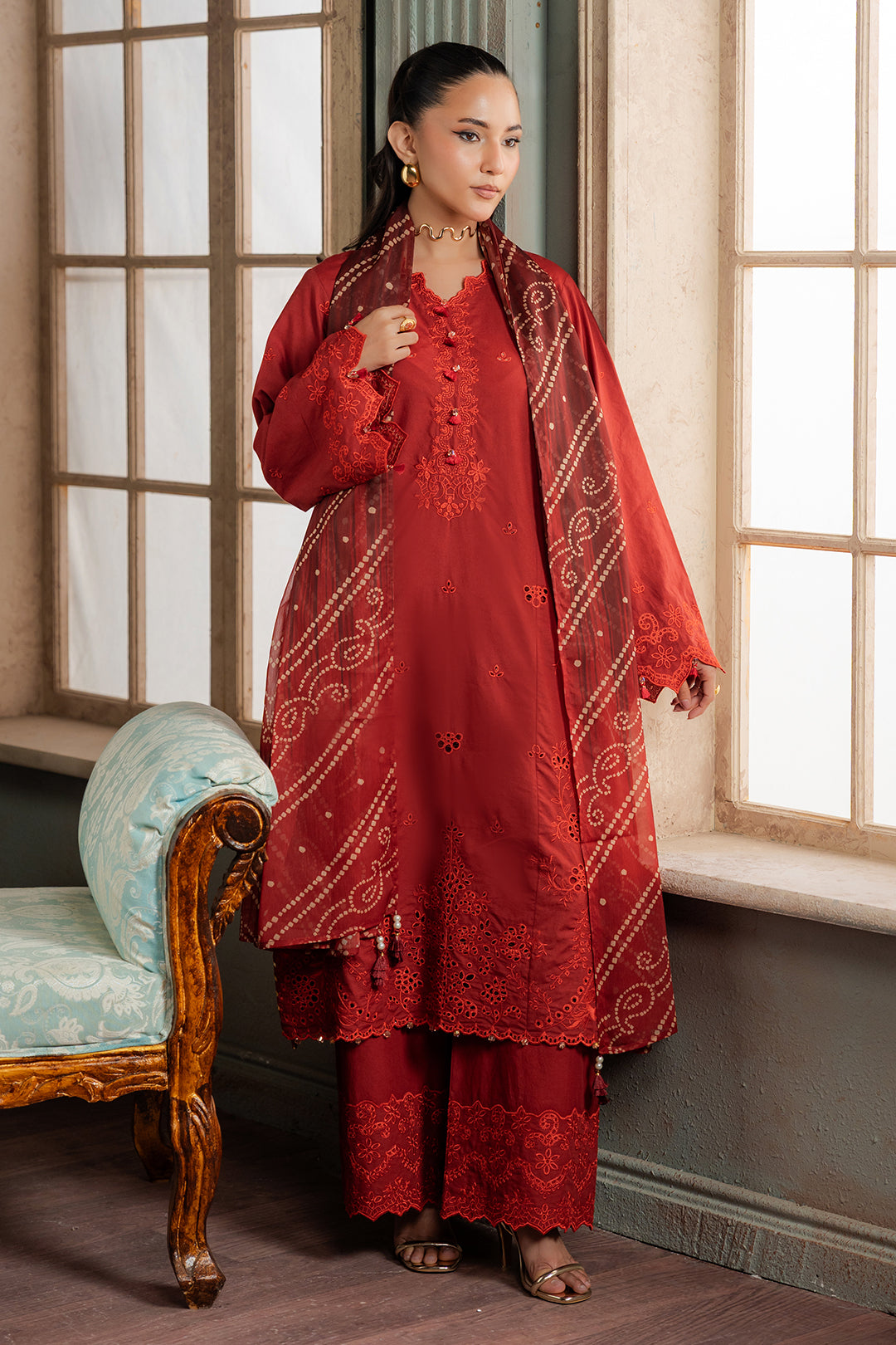 Embroidered Shirt Shalwar Dupatta - 0722