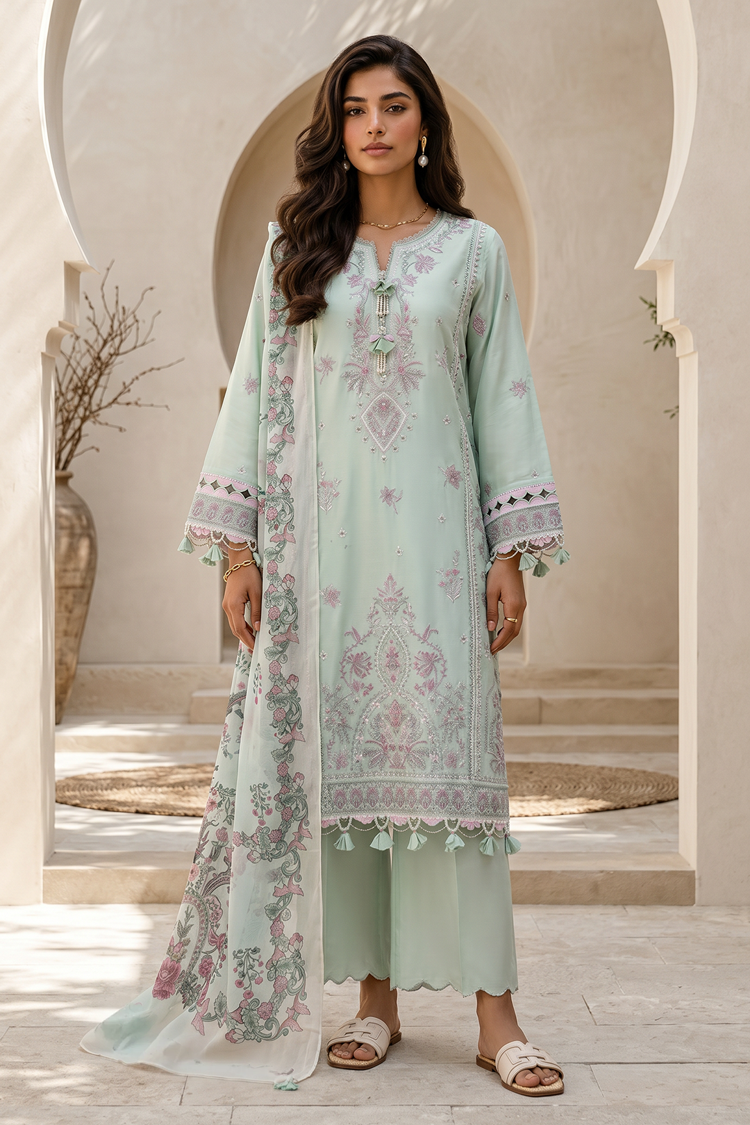 Embroidered Shirt Shalwar Dupatta - 0723