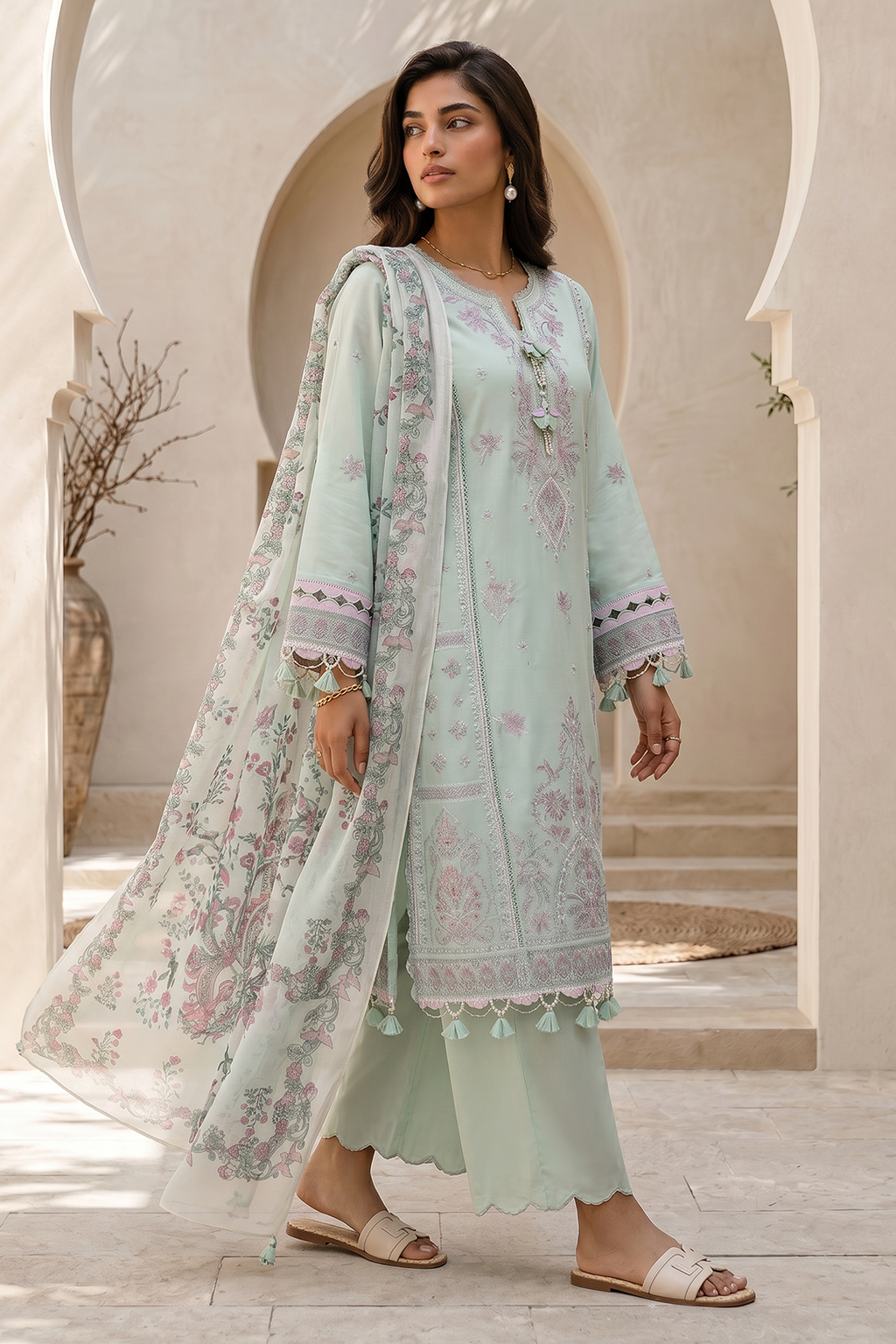 Embroidered Shirt Shalwar Dupatta - 0723