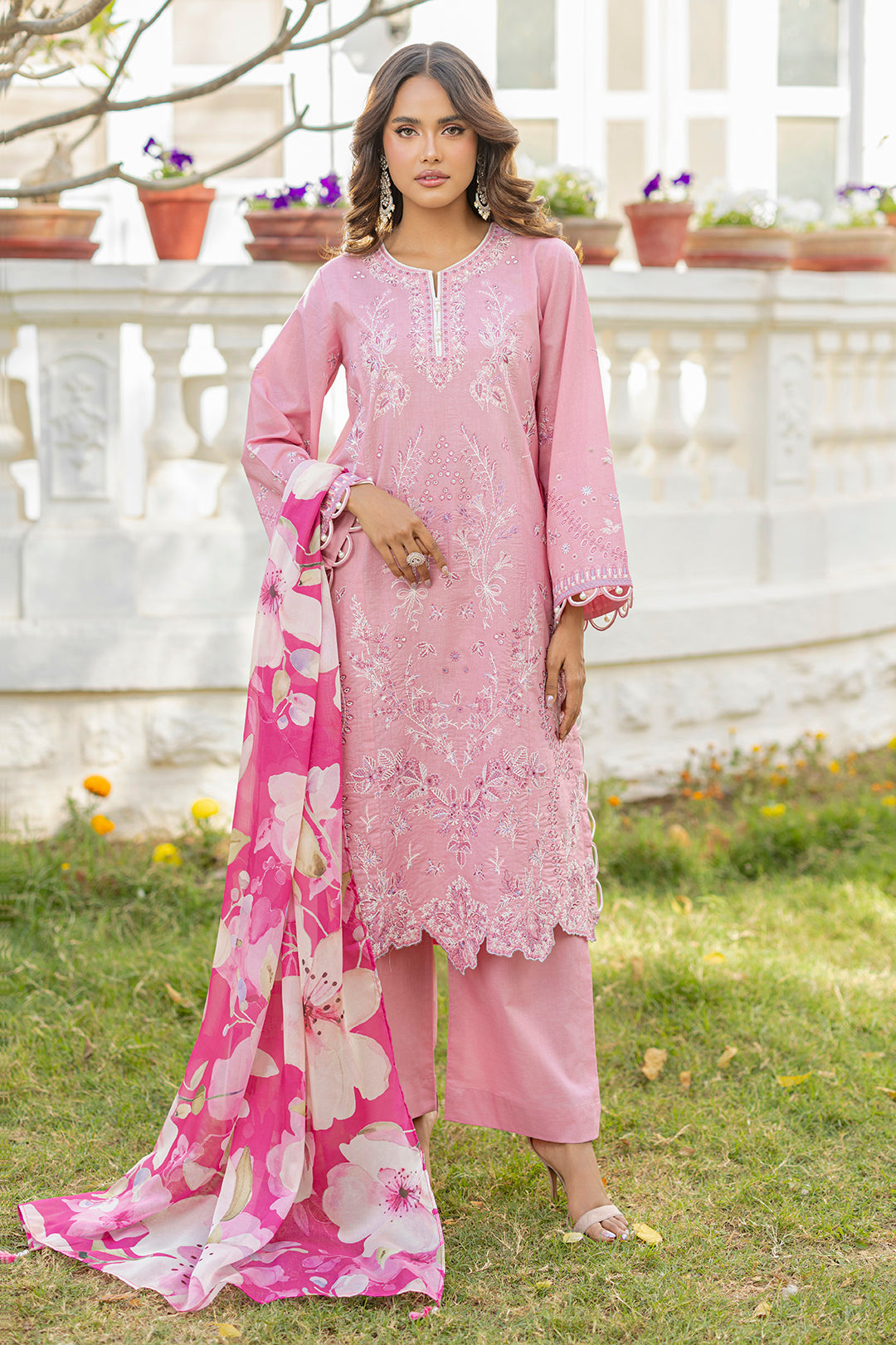Embroidered Shirt Shalwar Dupatta - 0724