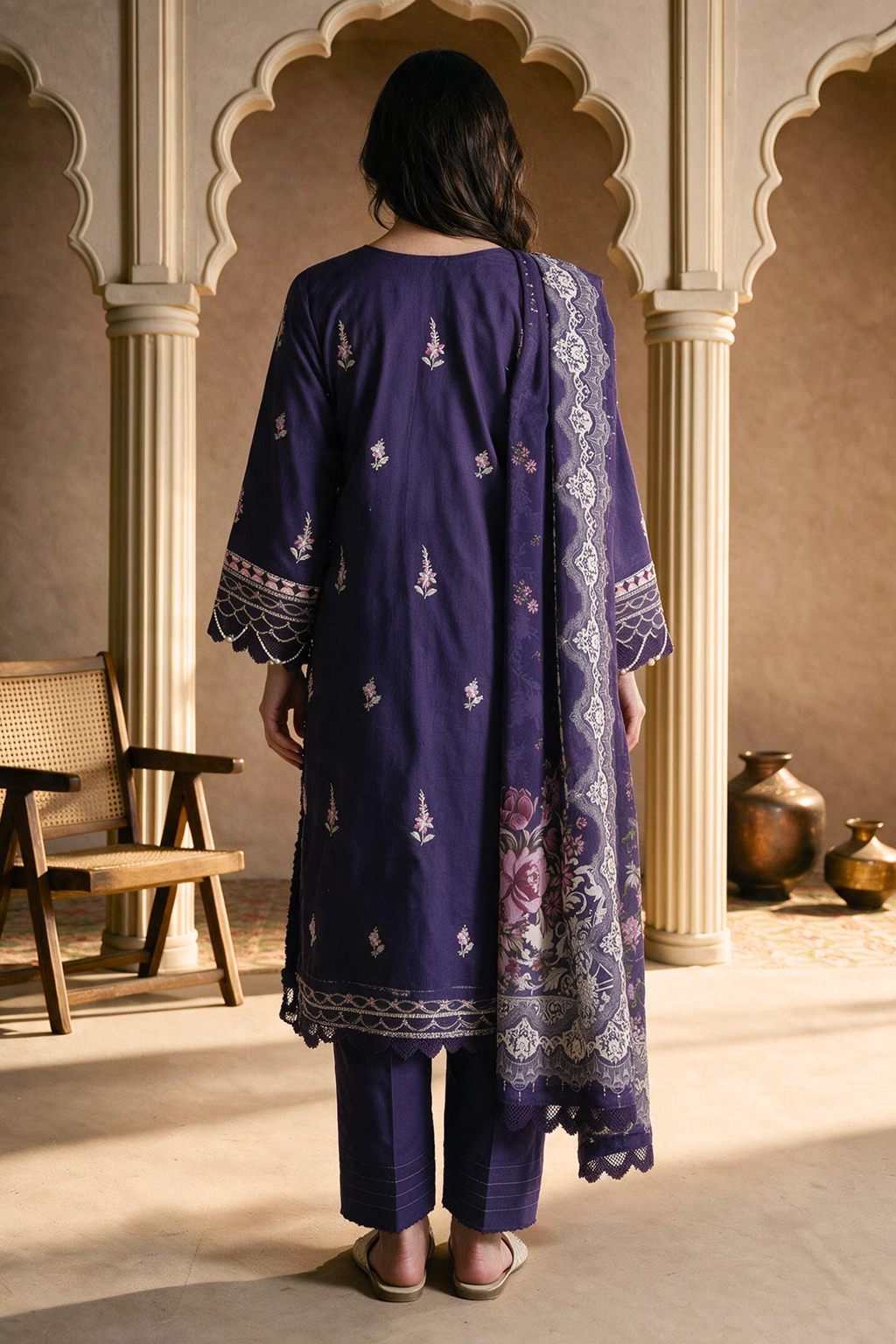 Embroidered Shirt Shalwar Dupatta - 0725