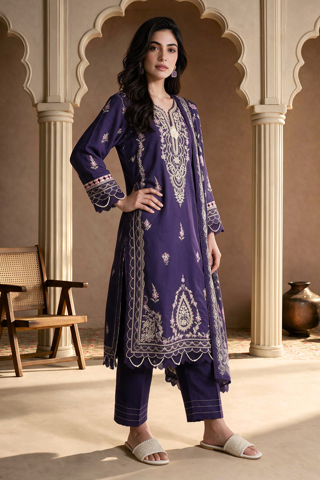 Embroidered Shirt Shalwar Dupatta - 0725